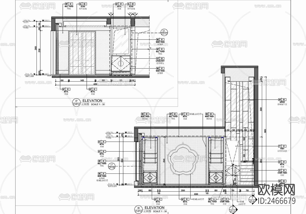 新中式复式两层家装CAD施工图下载（渲染图7）