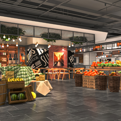  生活超市 蔬果区su模型 
