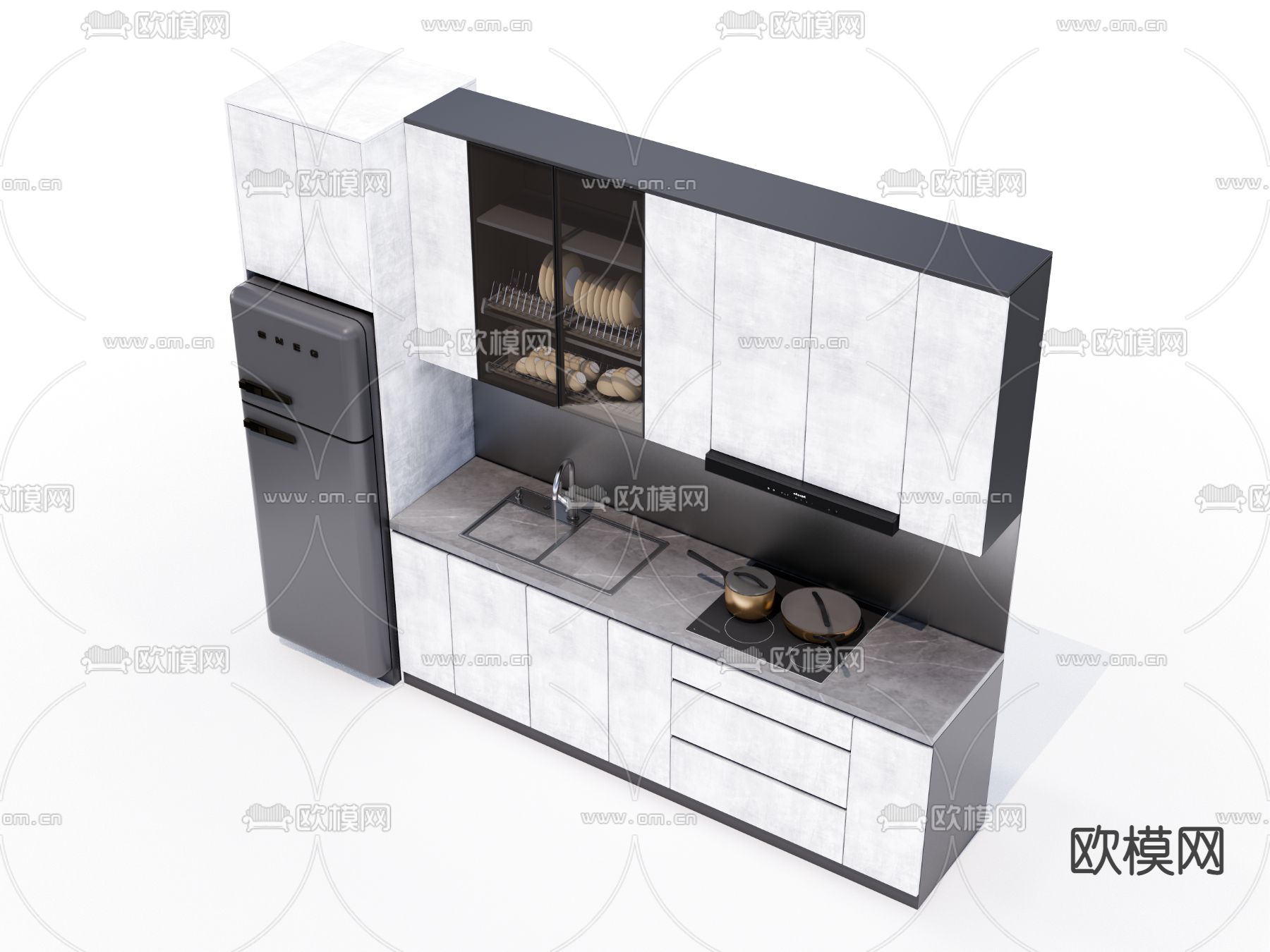 现代橱柜su模型