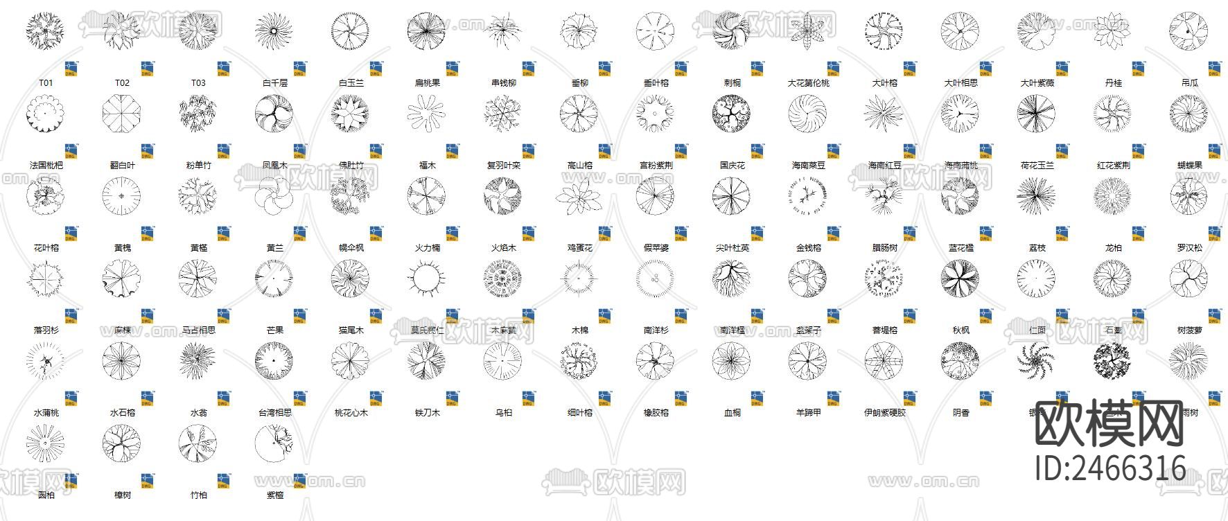 植物花草树木CAD图库下载（渲染图2）