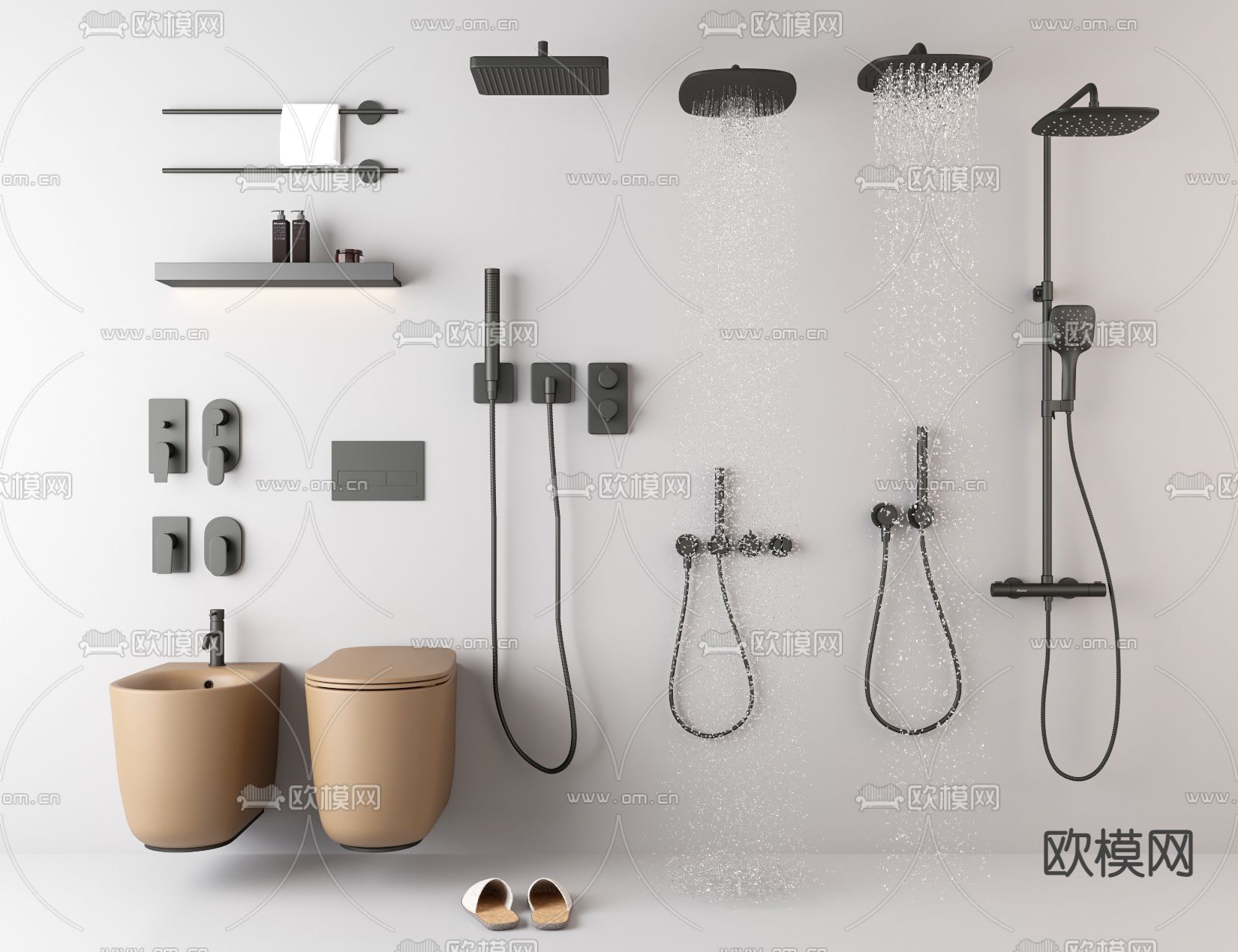 马桶 淋浴花洒 洁具3d模型下载