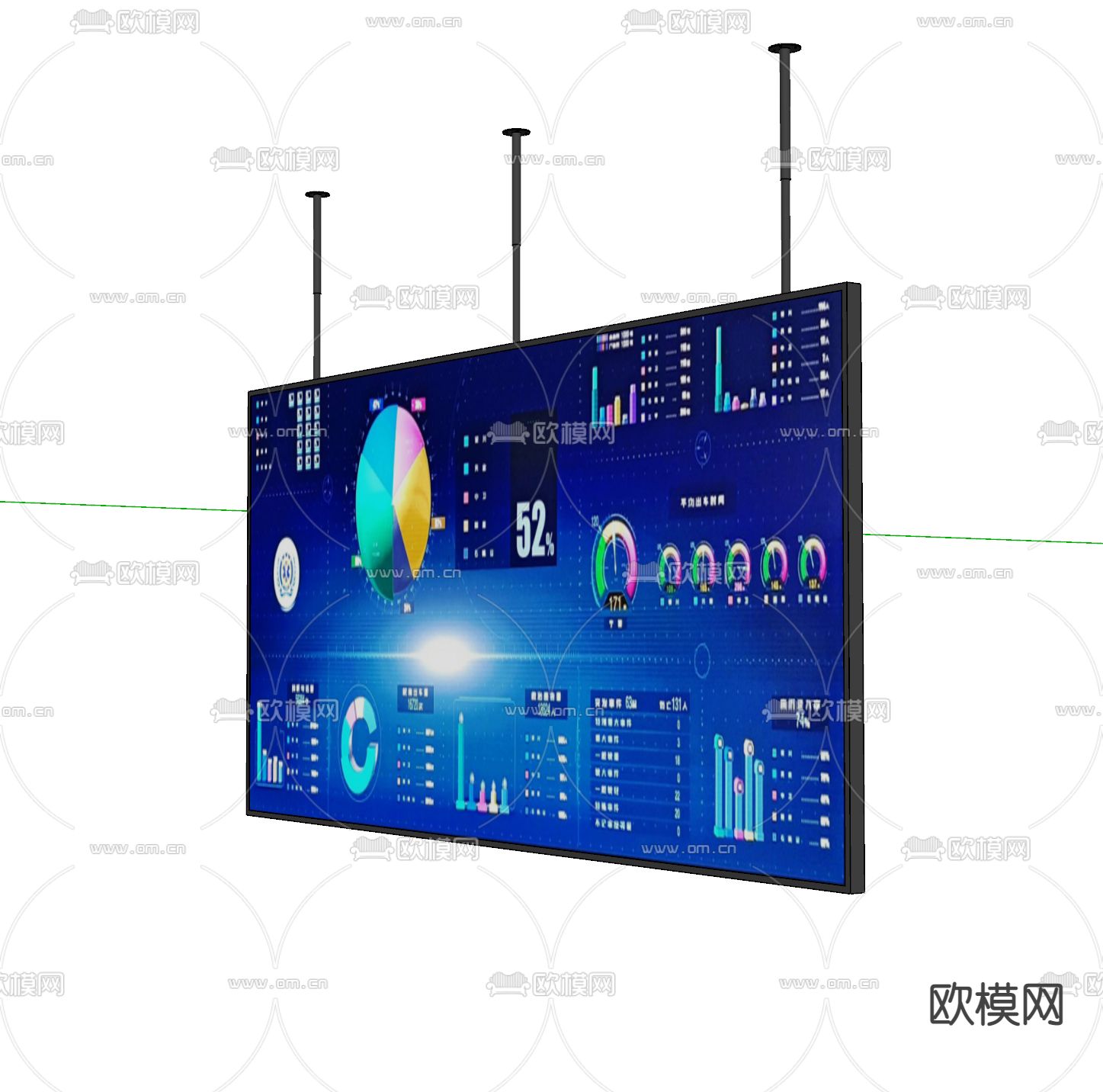 LED显示屏 电视支架su模型下载（渲染图2）
