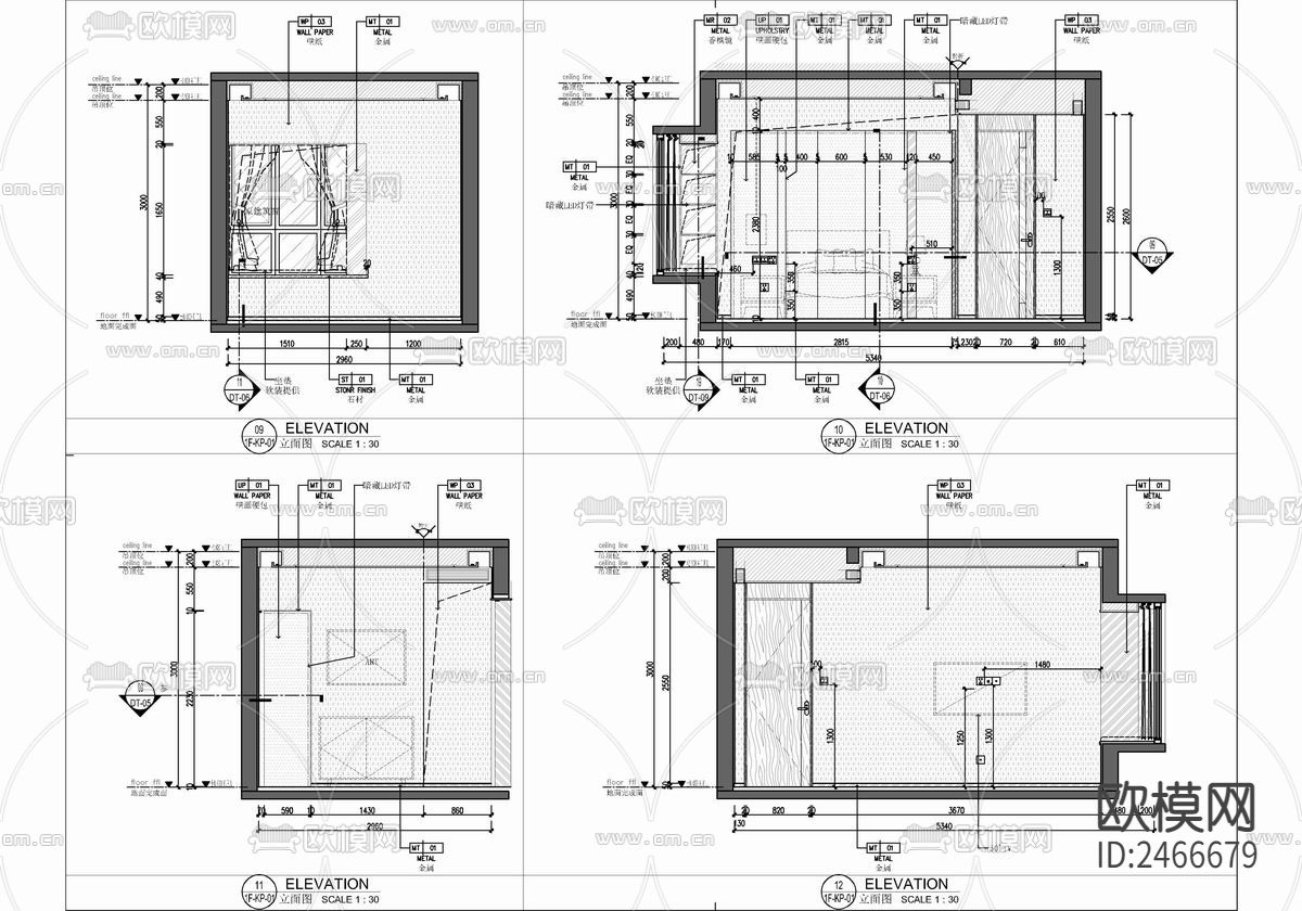 新中式复式两层家装CAD施工图下载（渲染图8）