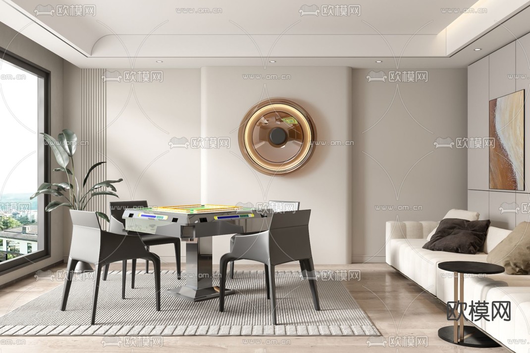 现代棋牌室 麻将房3d模型下载_ID12293270_3dmax免费模型-欧模网