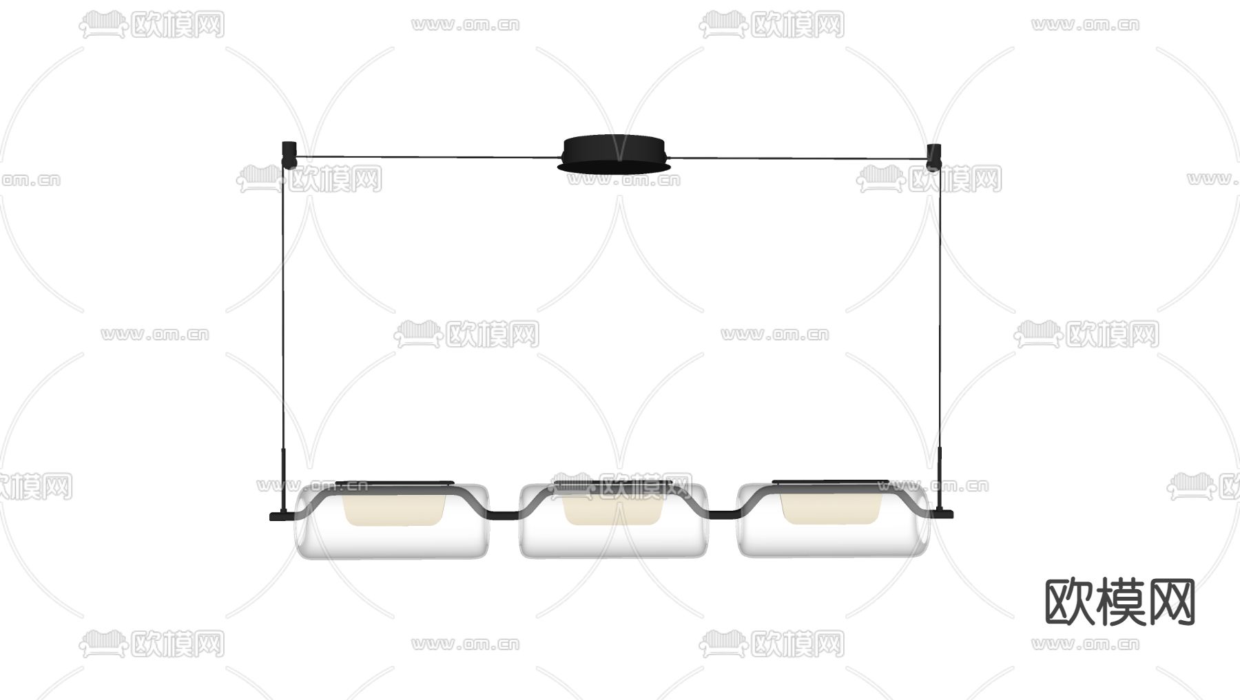 玻璃竹节吊灯 长条吊灯su模型