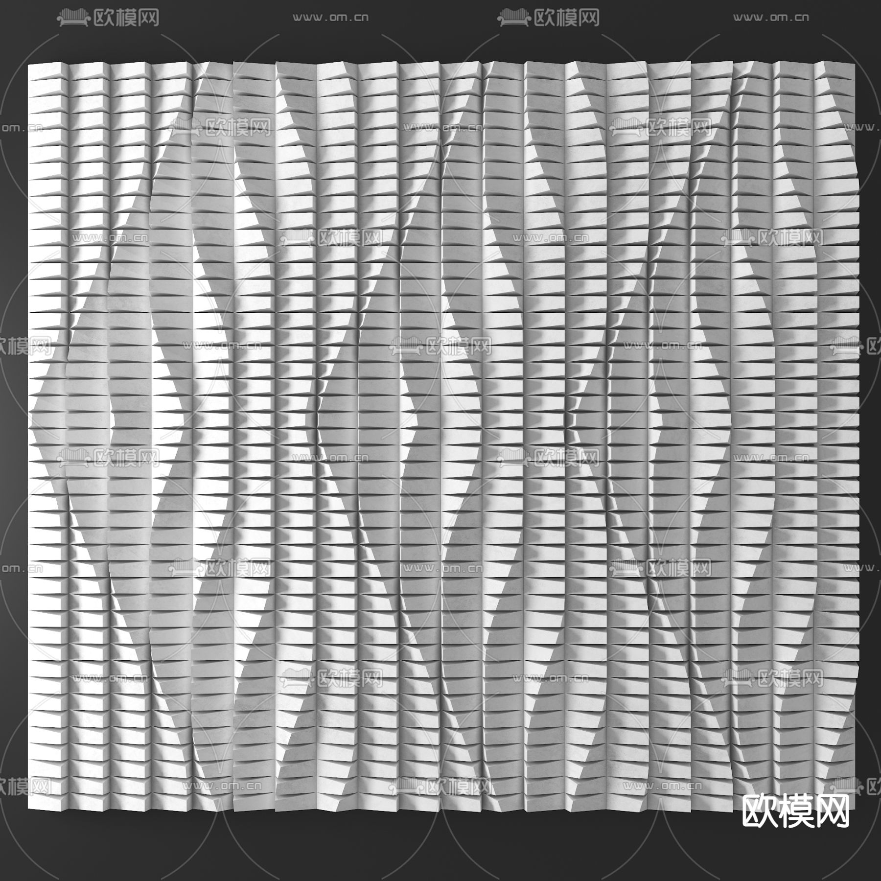 水纹墙 波纹墙 艺术墙 造型墙免费3d模型下载（渲染图2）