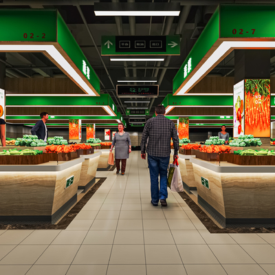  农贸市场 菜市场su模型 