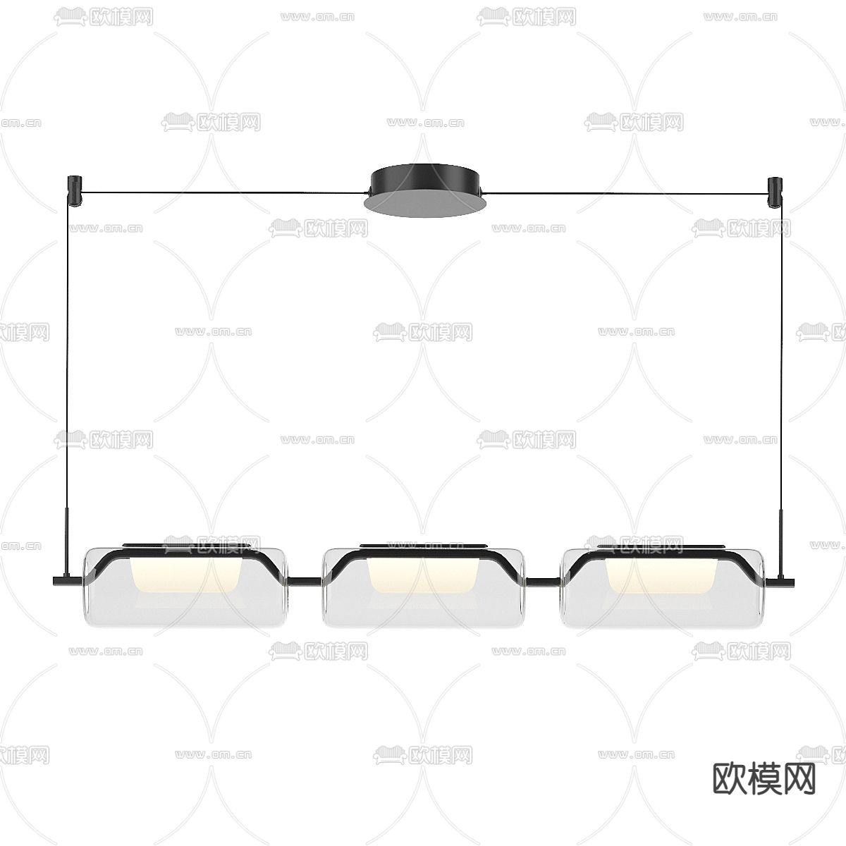 玻璃竹节吊灯 长条吊灯su模型
