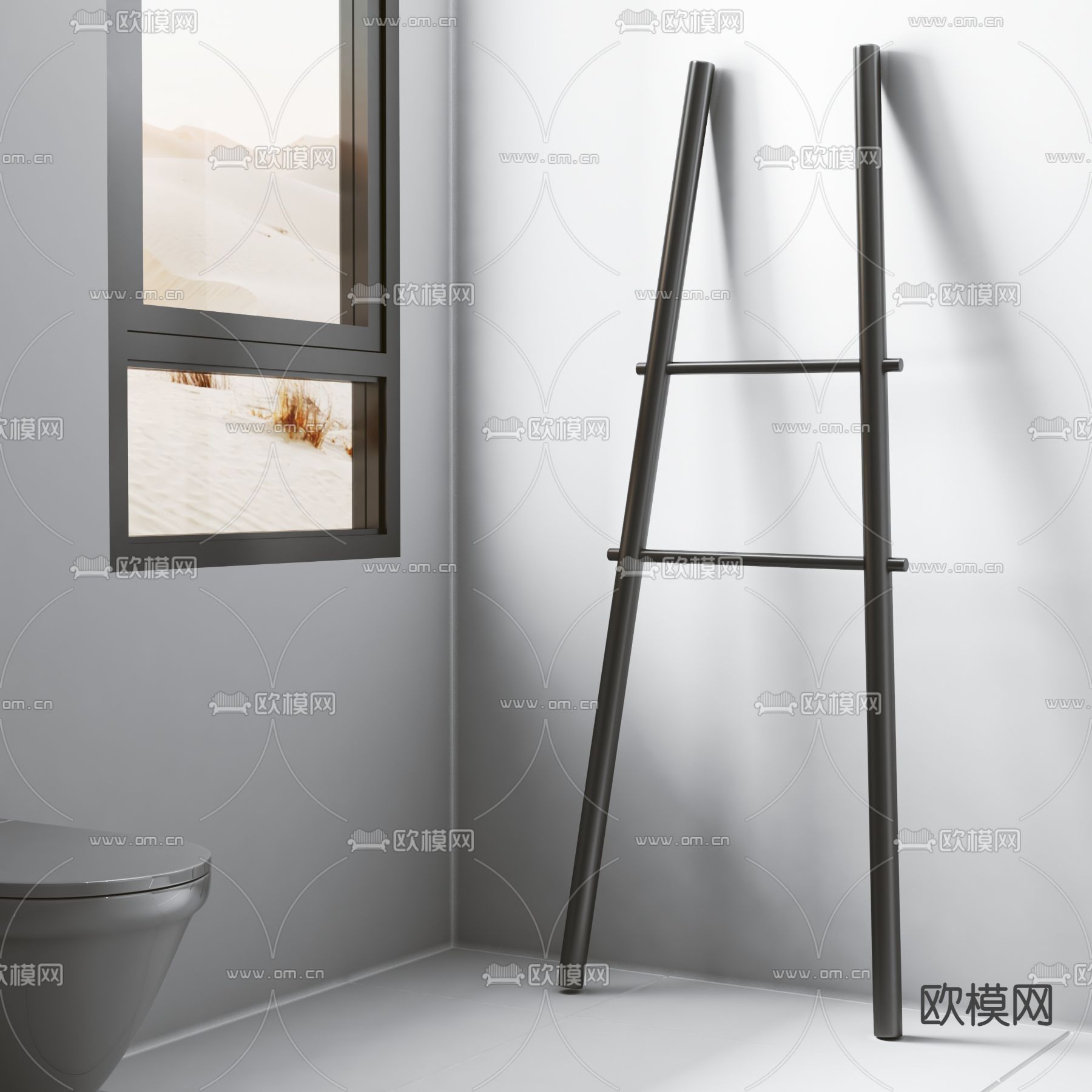 现代梯子 单人梯 直梯su模型下载（渲染图1）