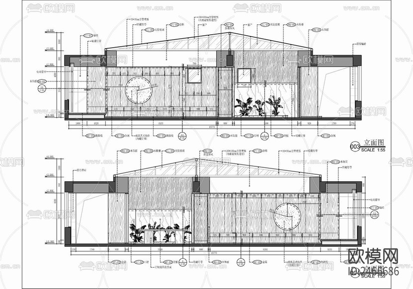 700㎡两层复式豪宅CAD施工图下载(渲染图7)