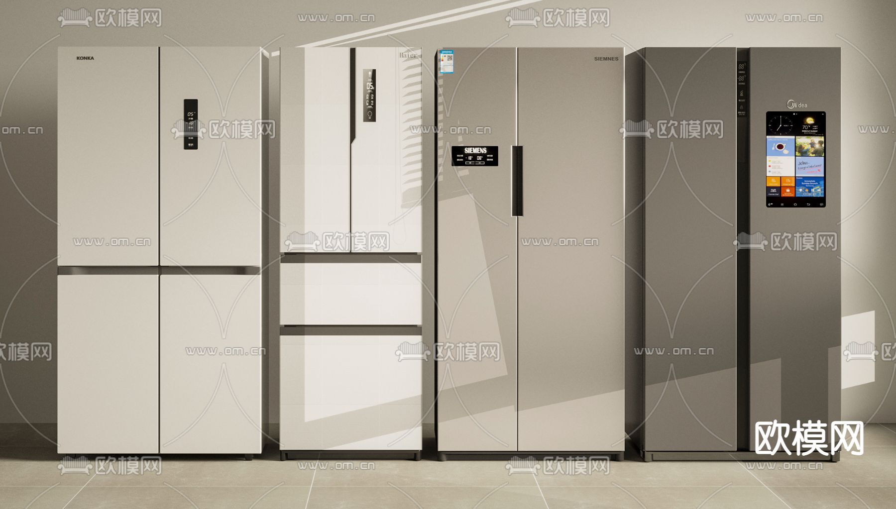 双开门冰箱 冰柜3d模型下载