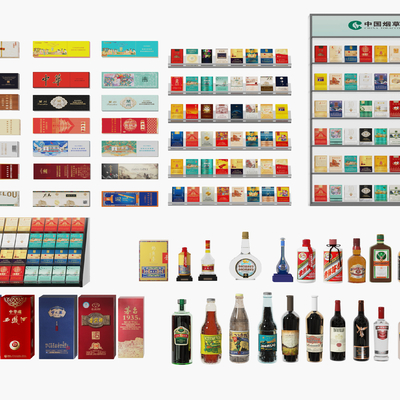  香烟 烟柜 烟酒 酒瓶su模型 