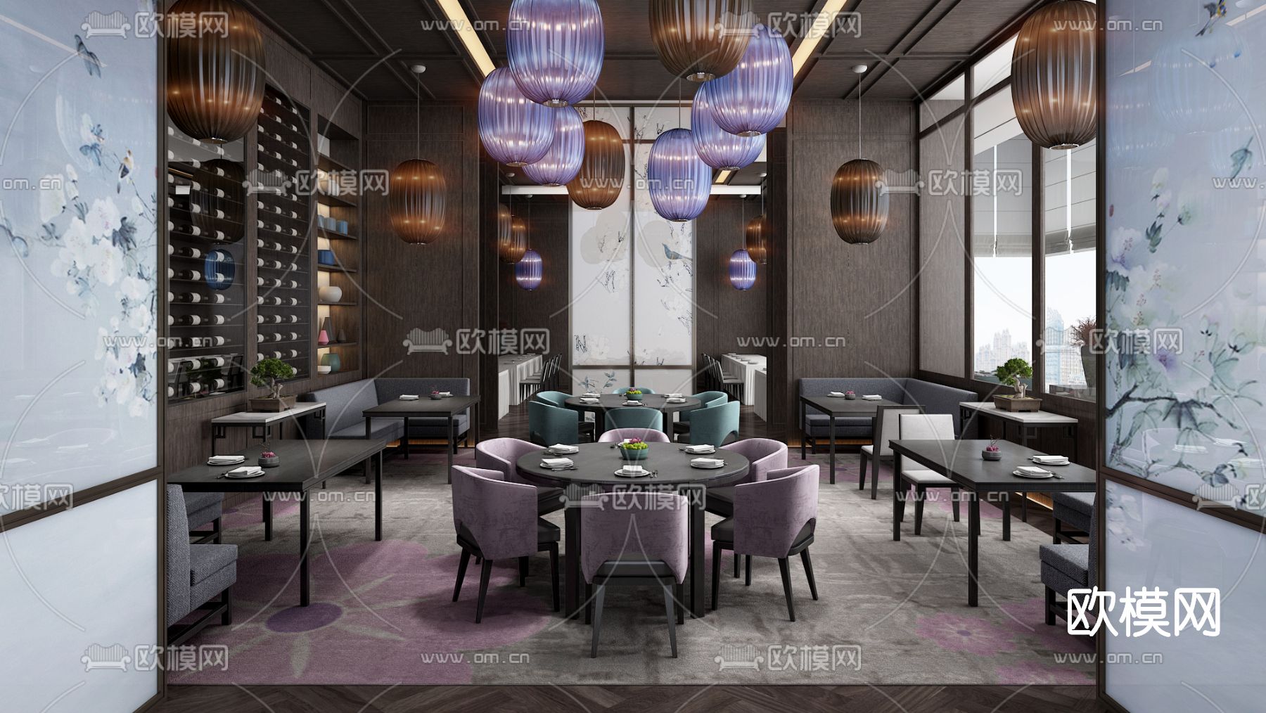雅布设计 餐厅包房3d模型下载