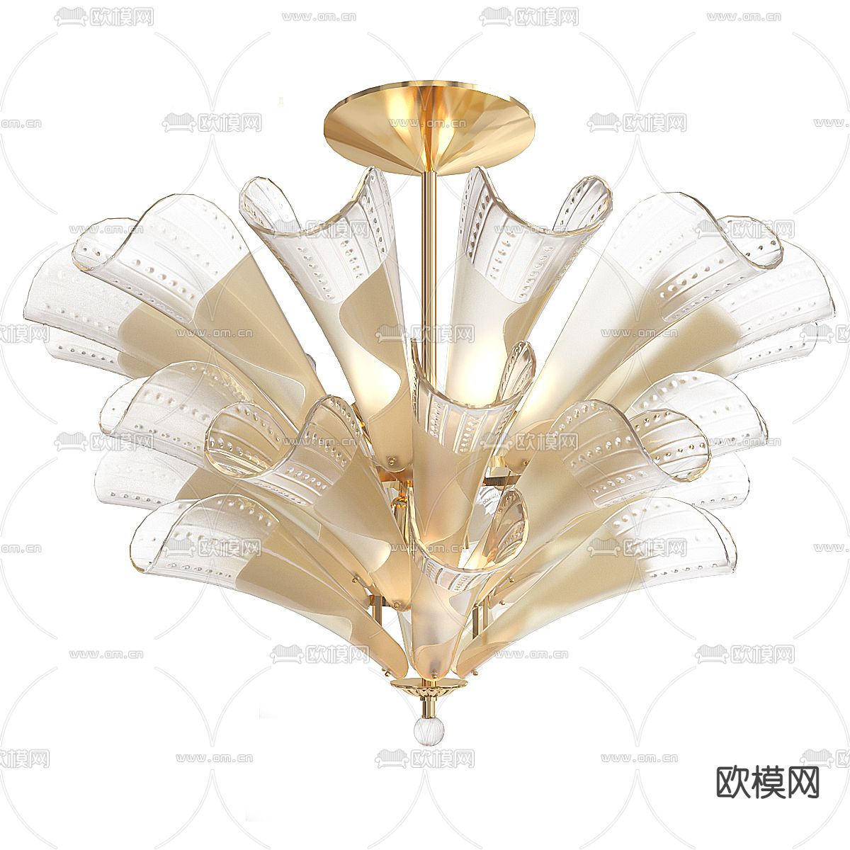 现代玻璃吸顶灯su模型下载（渲染图1）