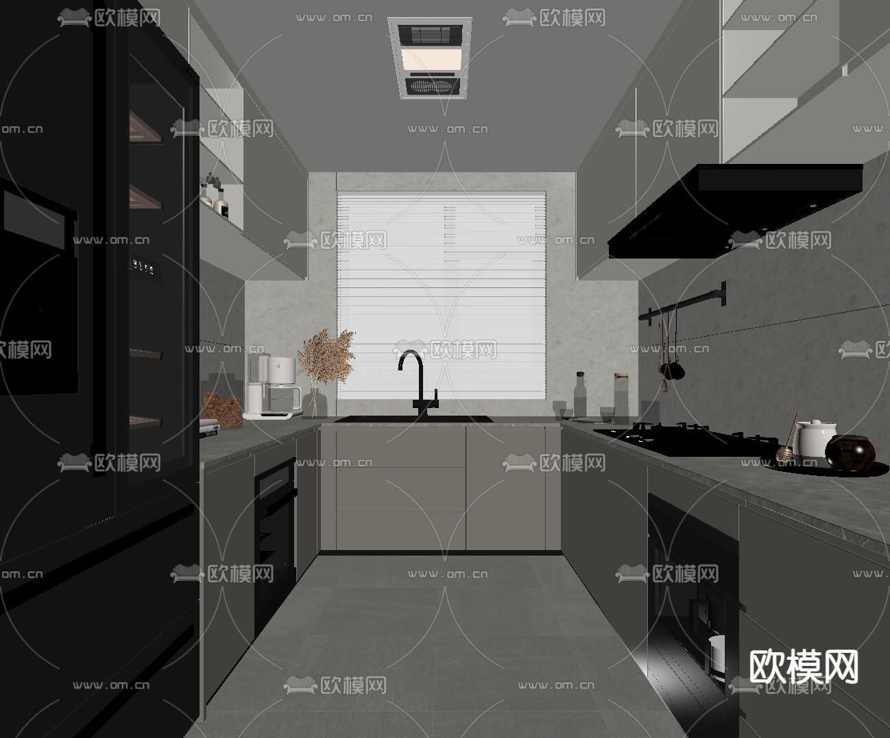 高级灰厨房su模型