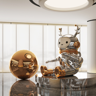  现代潮玩卡通雕塑su模型 