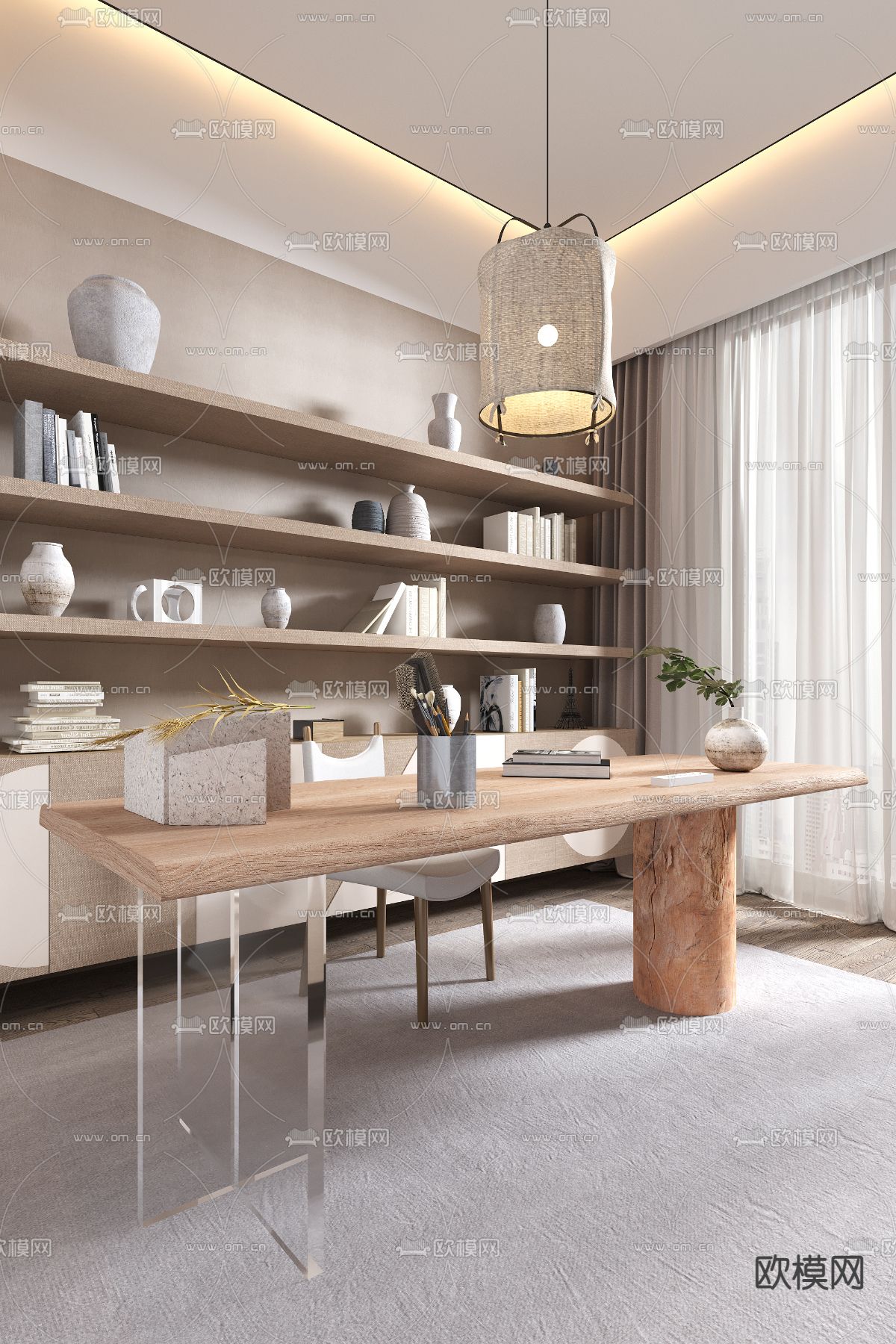 璞辉设计 日式书房su模型下载