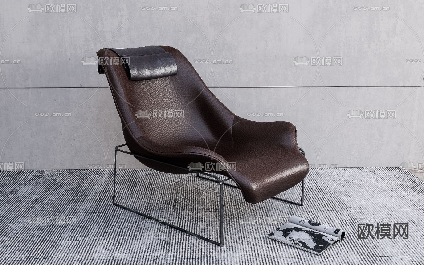 皮革躺椅子 休闲椅su模型下载（渲染图1）