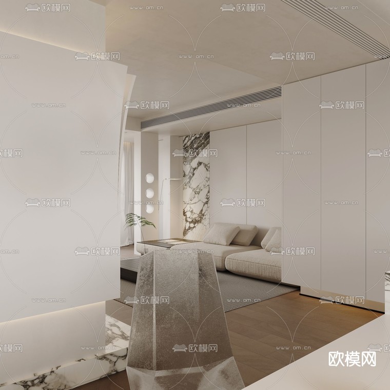 极简风客厅 餐厅3d模型下载_ID12292716_3dmax免费模型-欧模网