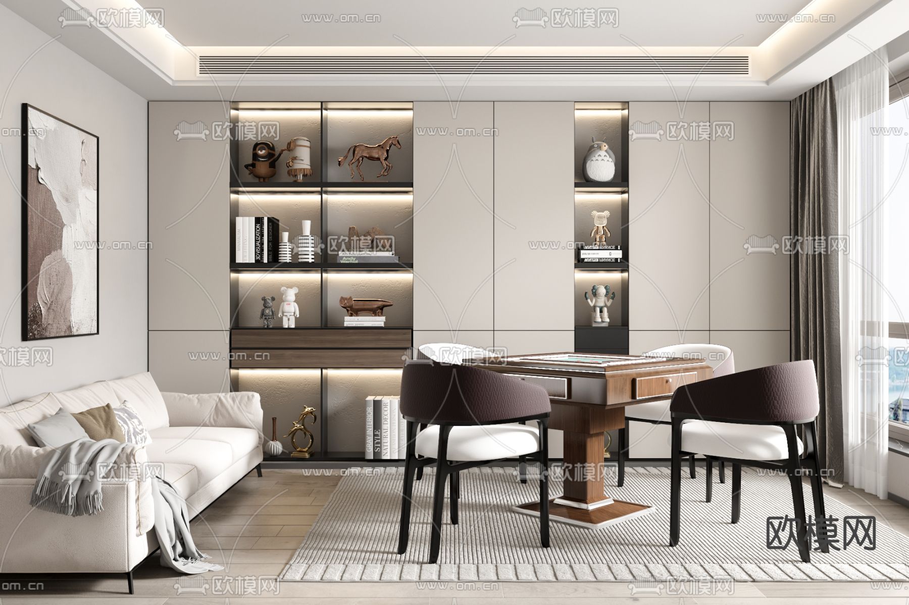 现代棋牌室 麻将室3d模型下载