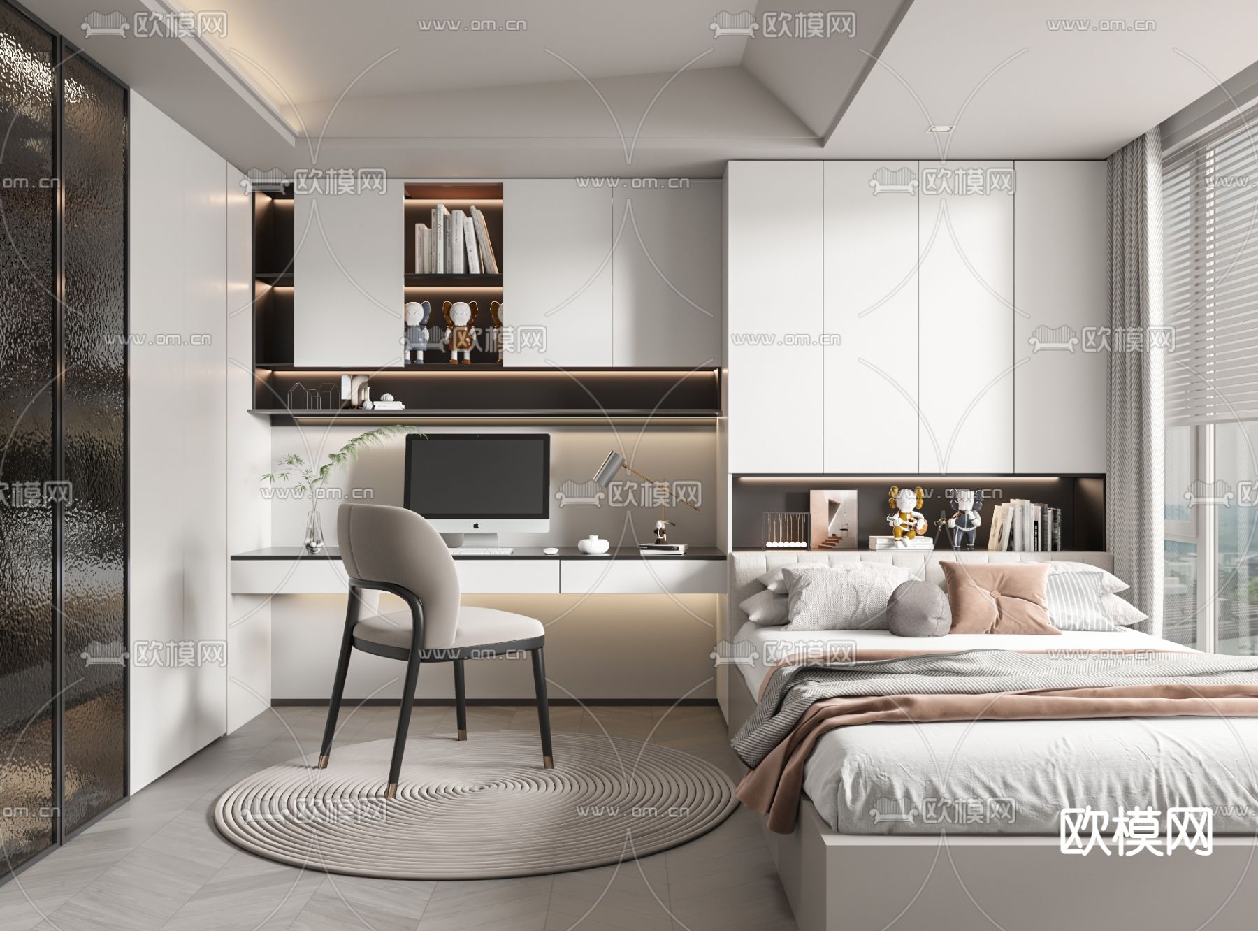 现代榻榻米卧室3d模型下载