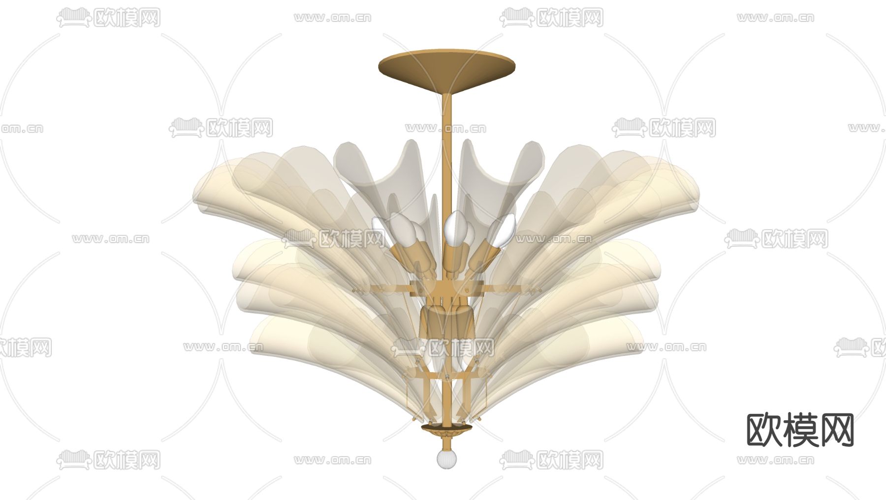 现代玻璃吸顶灯su模型下载（渲染图2）