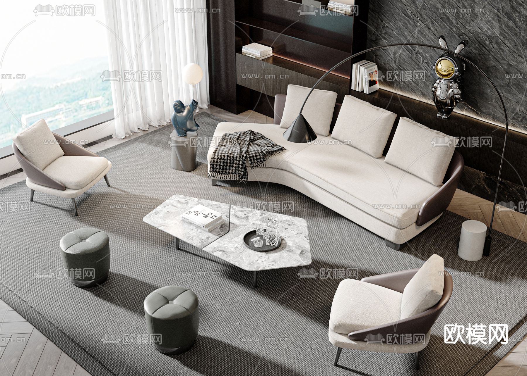 Minotti 组合沙发3d模型下载