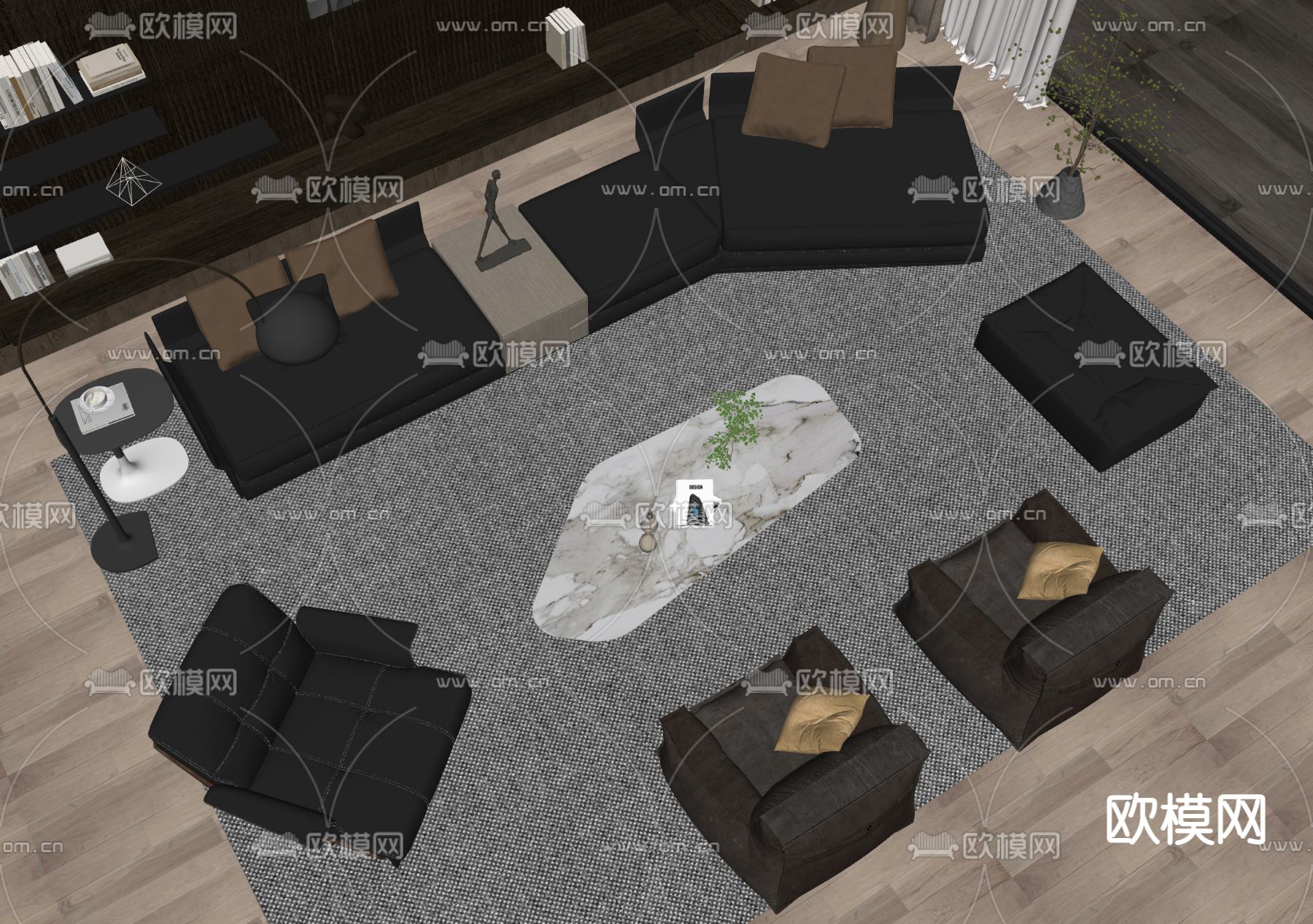 Minotti 米洛提 组合沙发su模型下载（渲染图2）