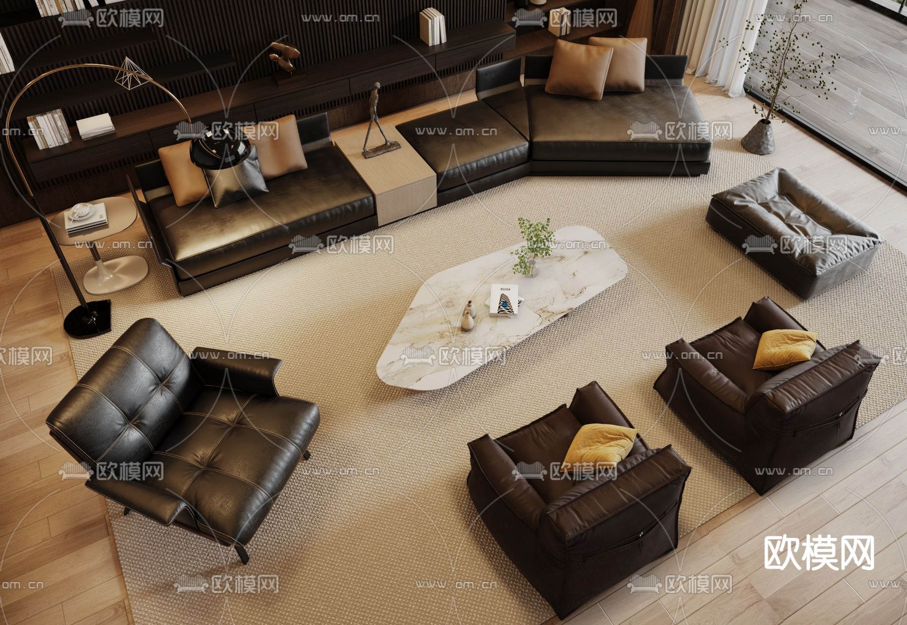 Minotti 米洛提 组合沙发su模型下载（渲染图1）