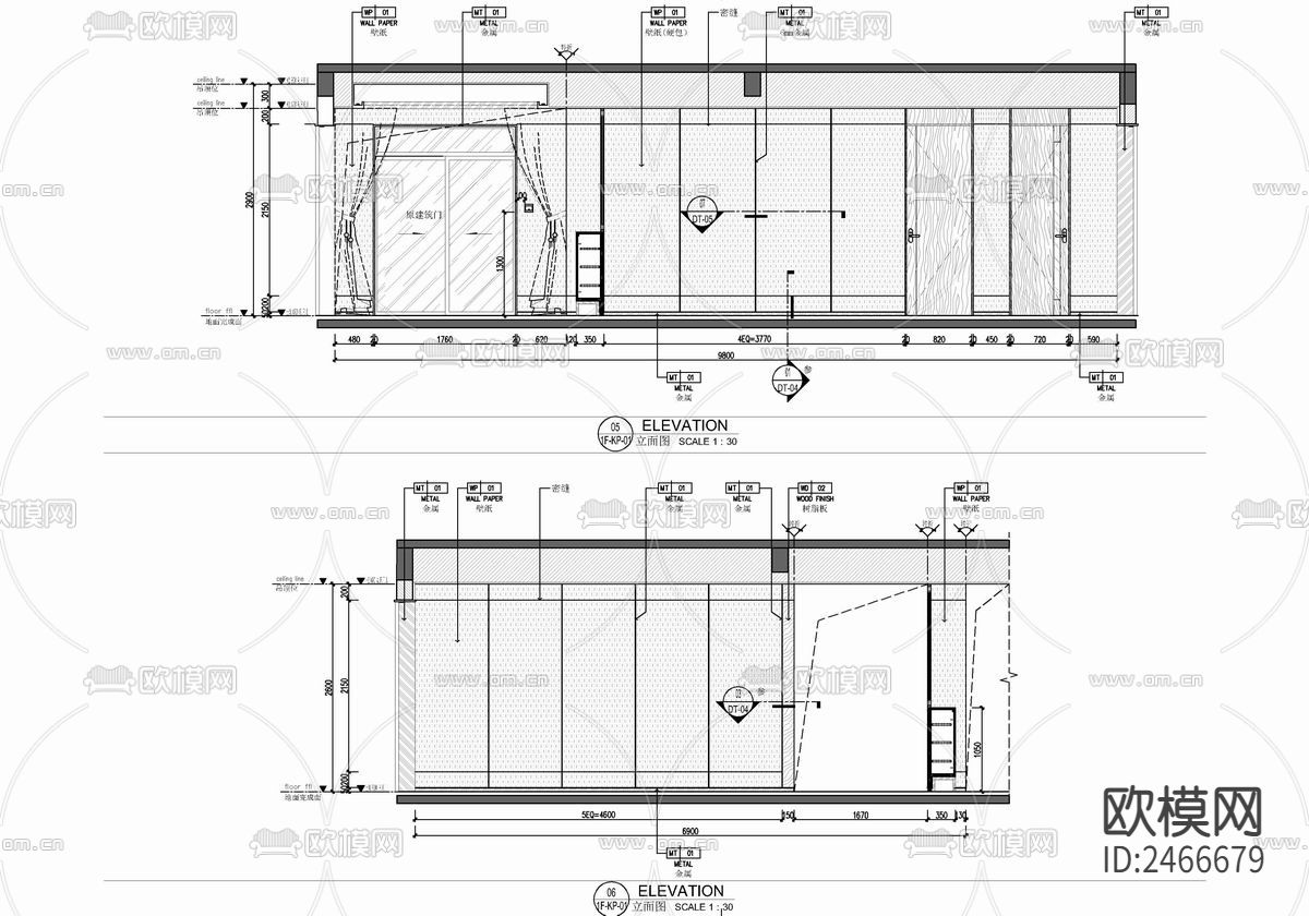 新中式复式两层家装CAD施工图下载（渲染图6）