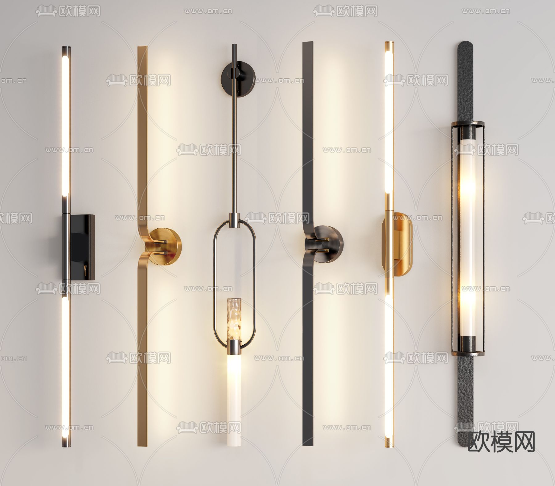 条形壁灯3d模型下载
