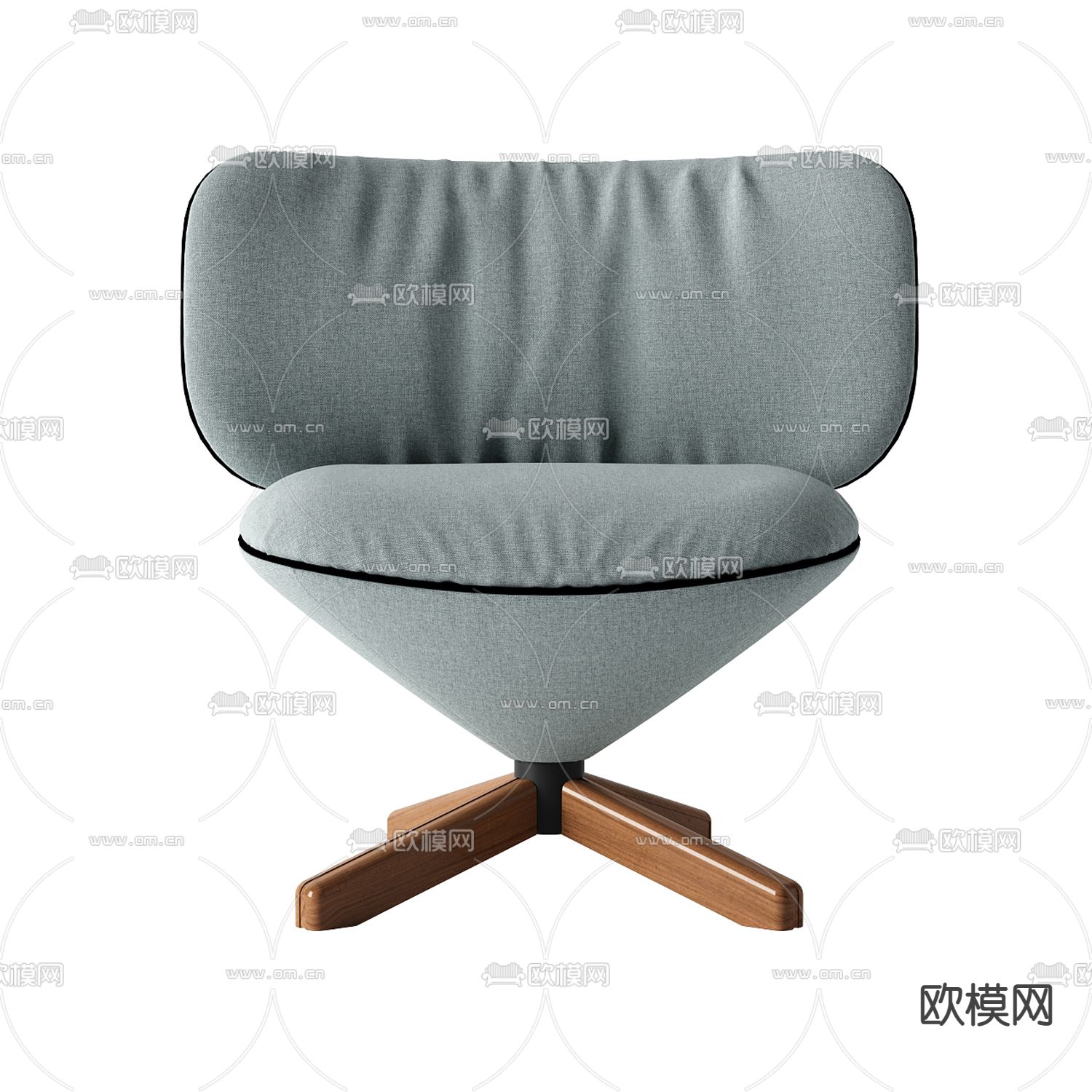 北欧简约实木布艺休闲椅免费3d模型下载