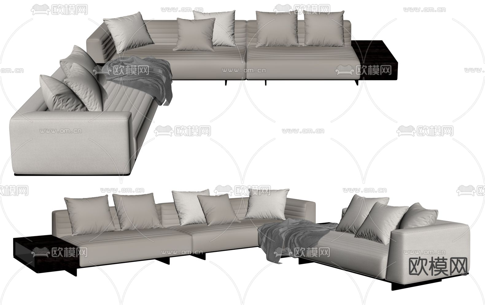 转角沙发 多人沙发su模型下载（渲染图2）