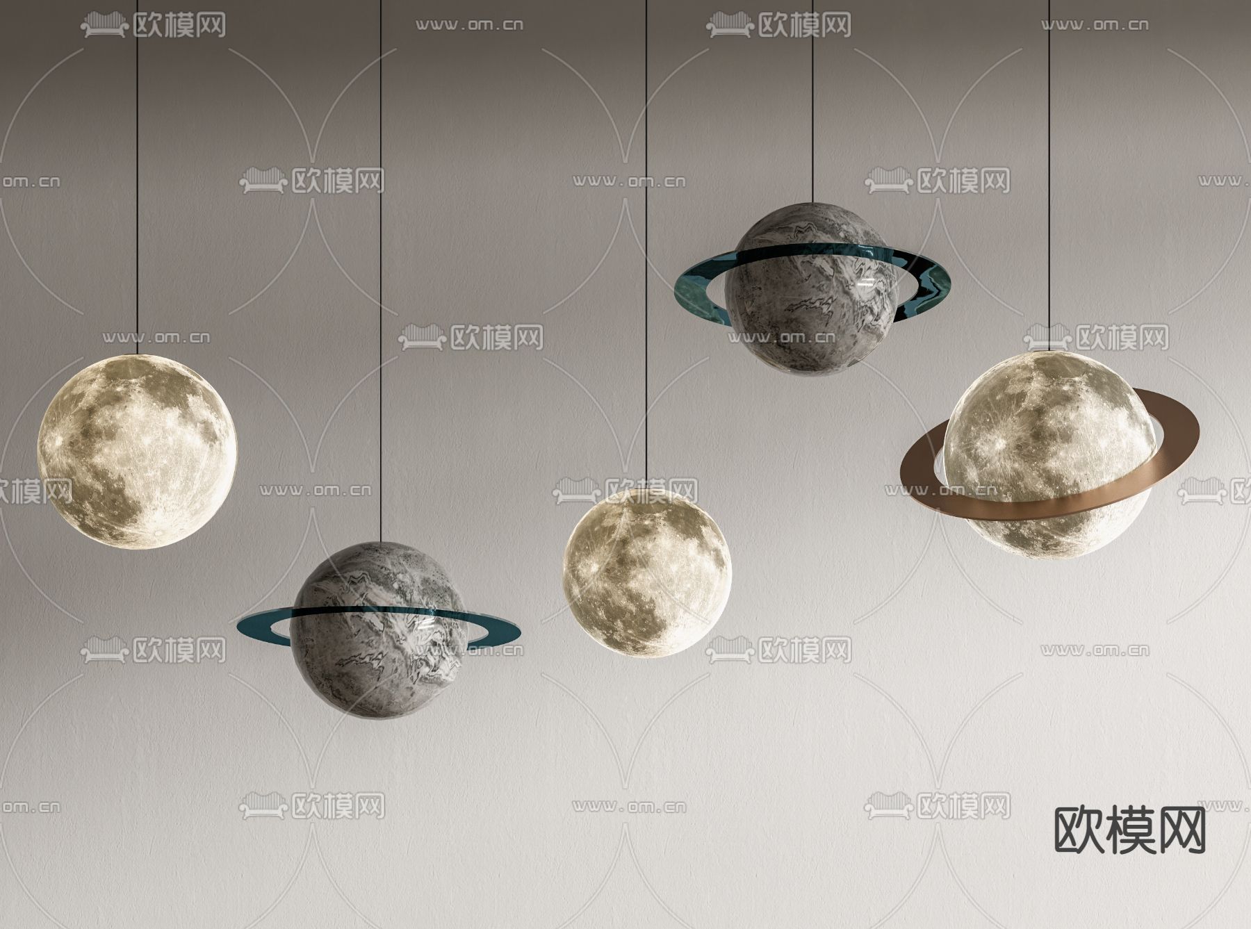 月球吊灯 星球吊灯su模型下载（渲染图1）