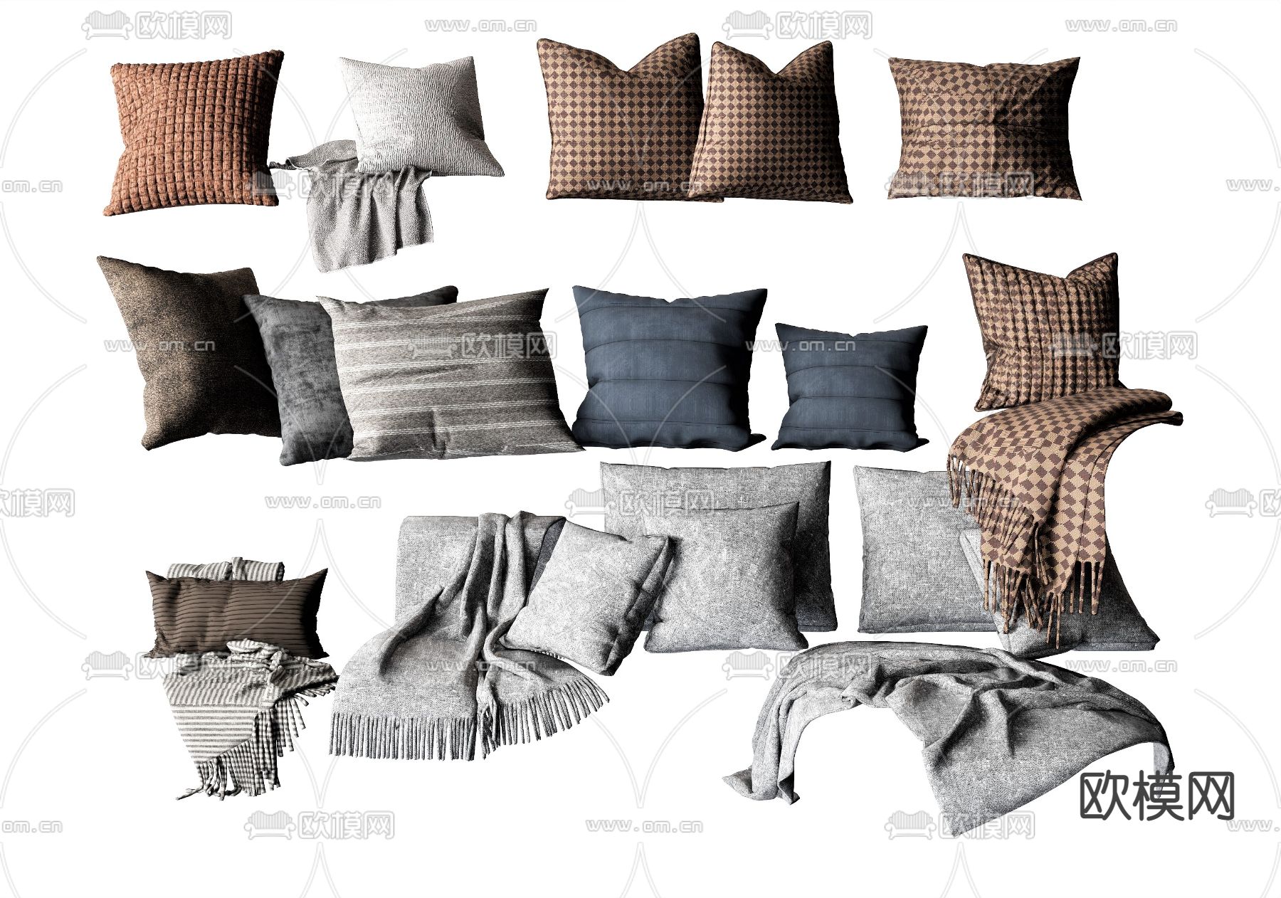 北欧抱枕 枕头靠枕su模型下载（渲染图1）