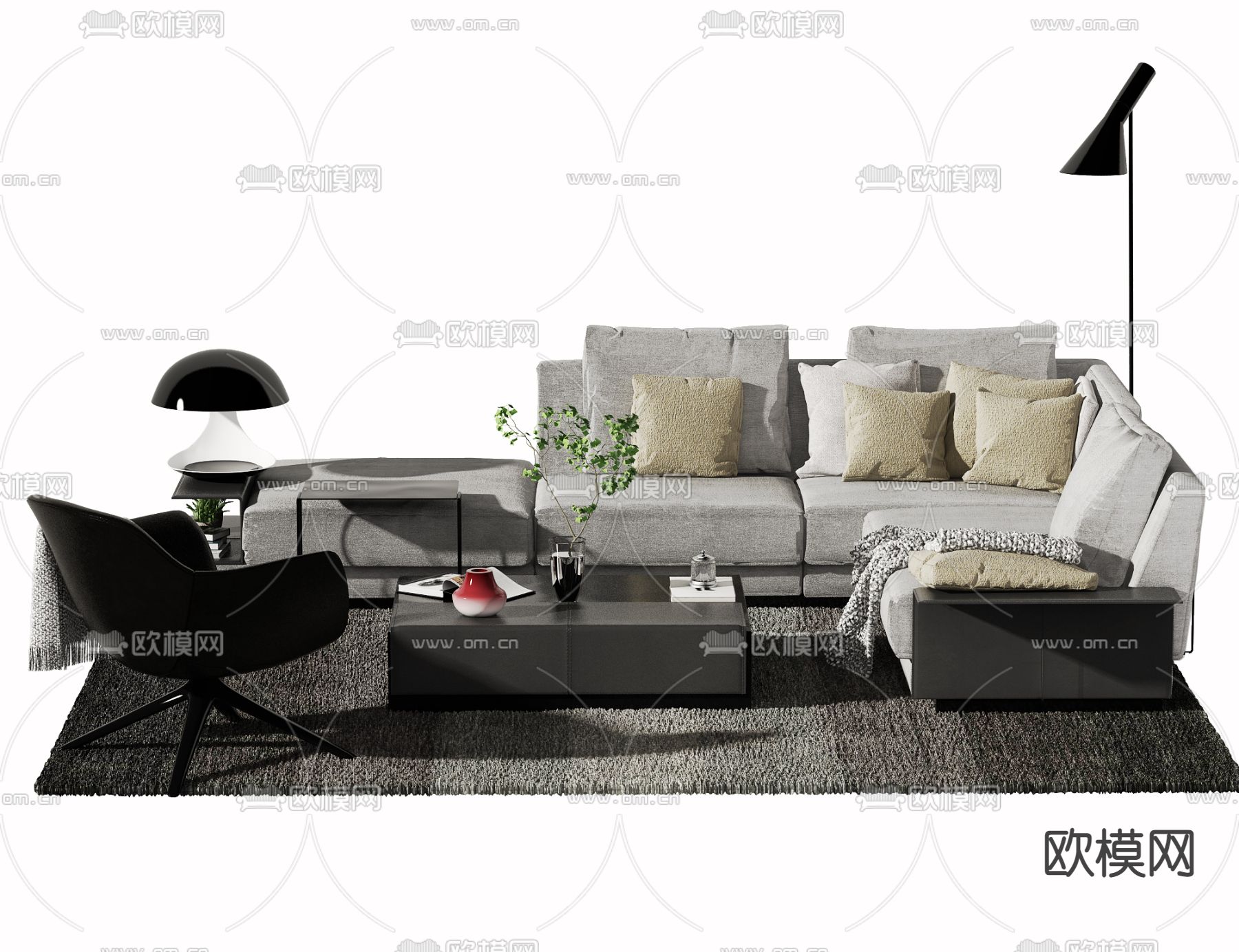 现代组合沙发3d模型下载