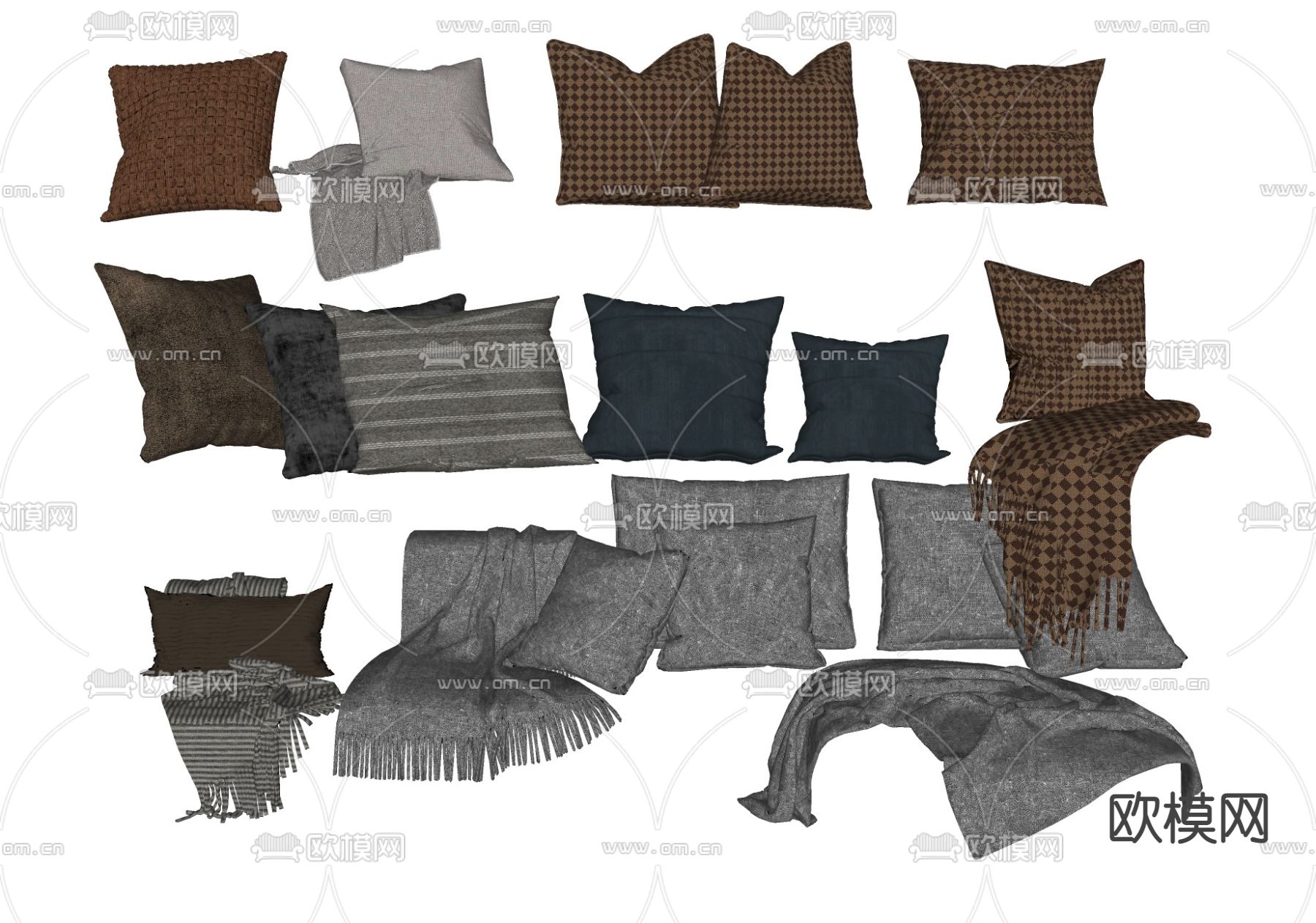 北欧抱枕 枕头靠枕su模型下载（渲染图2）