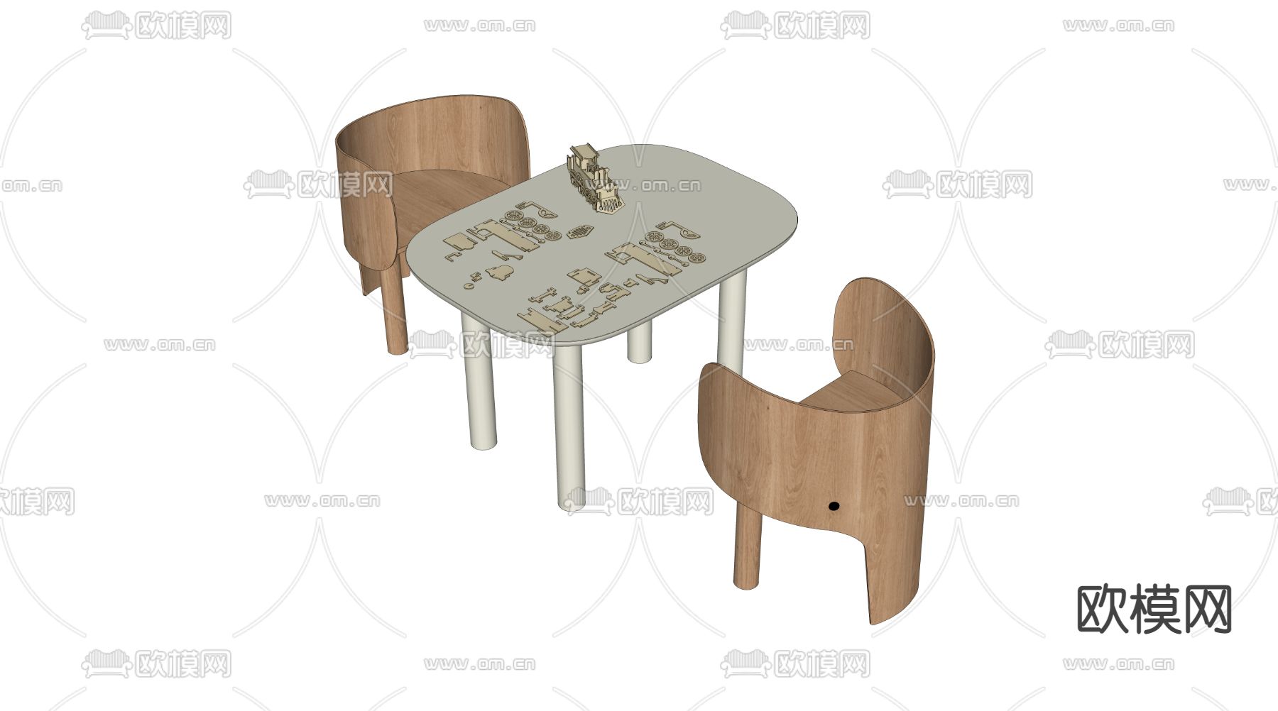 儿童桌椅 玩具桌椅su模型下载（渲染图2）