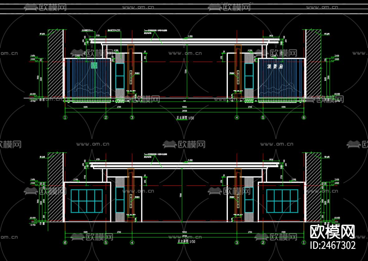 观景府南大门给排水CAD施工图下载（渲染图4）