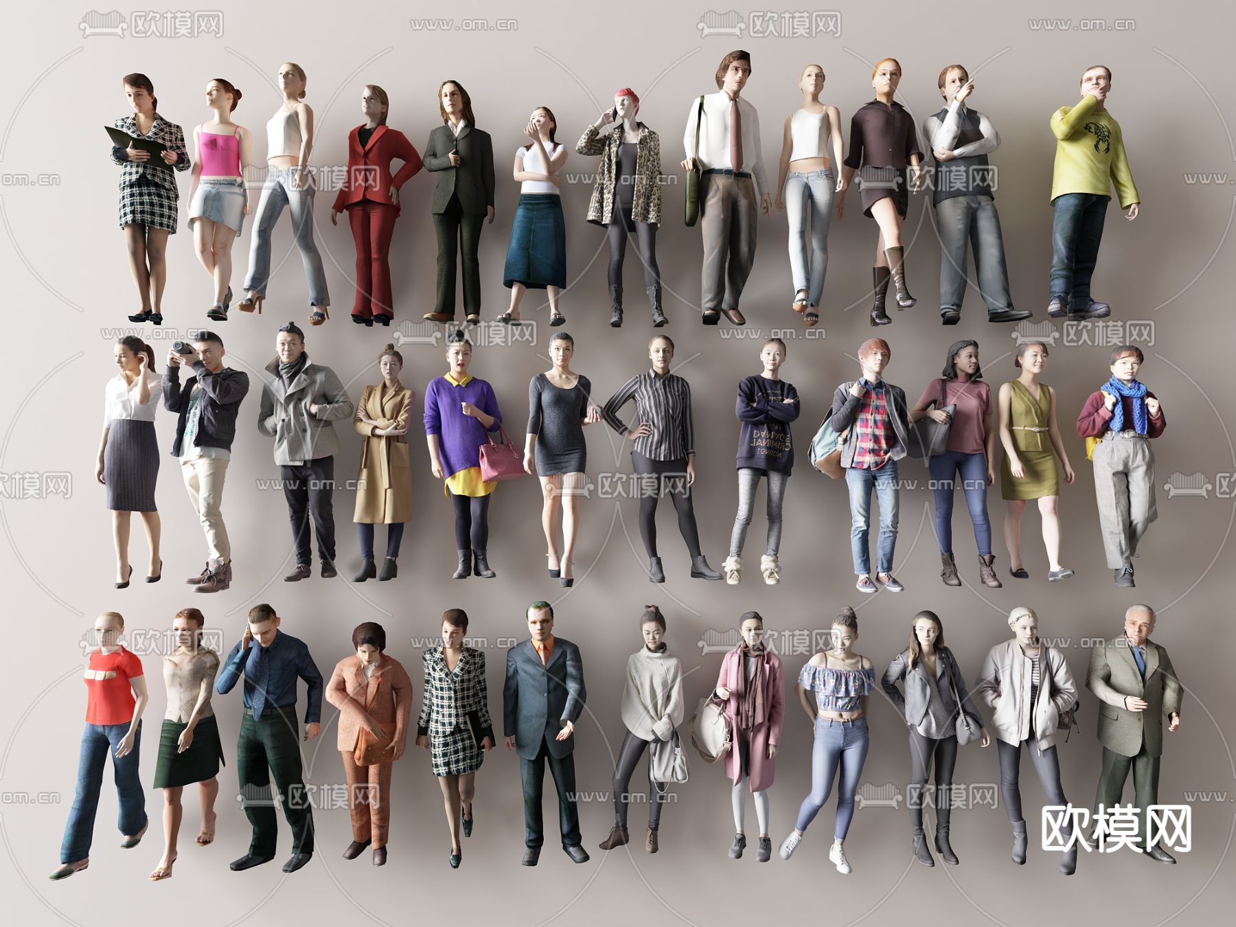 男人 女人 行人 人物su模型下载_ID12295103_sketchup模型下载-欧模网
