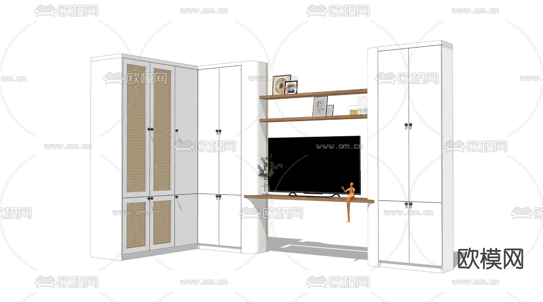 转角电视柜su模型下载（渲染图3）