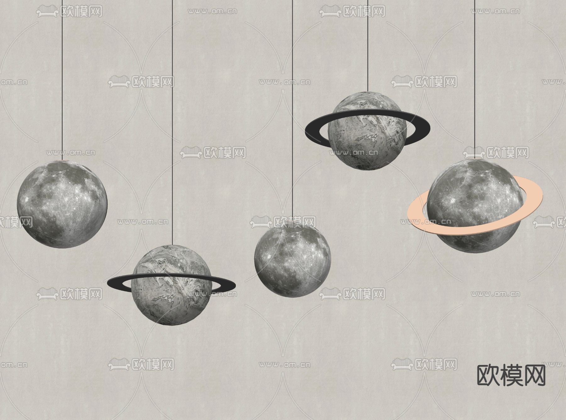 月球吊灯 星球吊灯su模型下载（渲染图2）