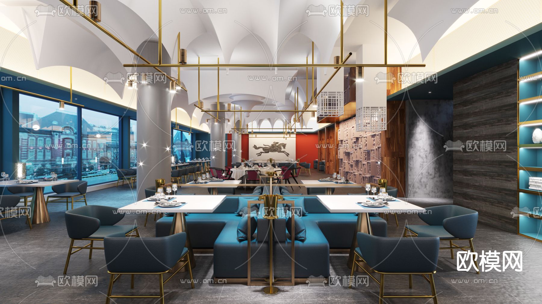 古鲁奇设计 全聚德餐厅温哥华店SU模型下载