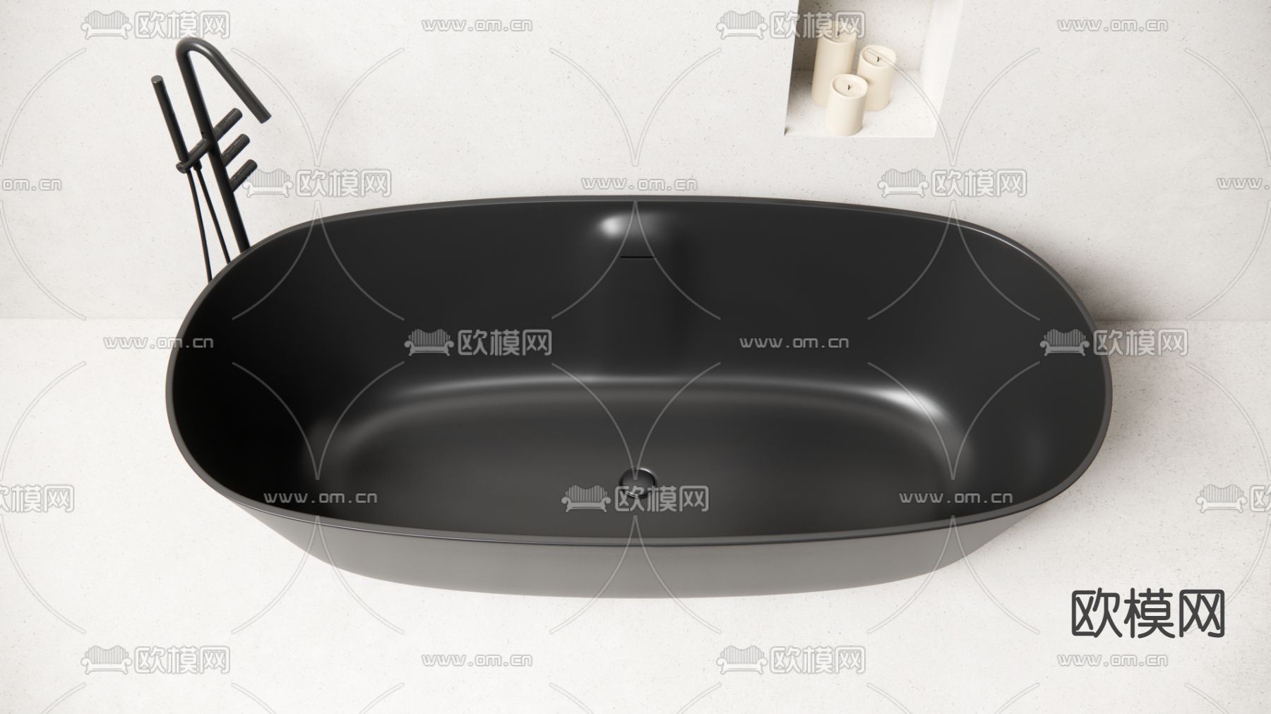 黑色浴缸su模型下载（渲染图3）