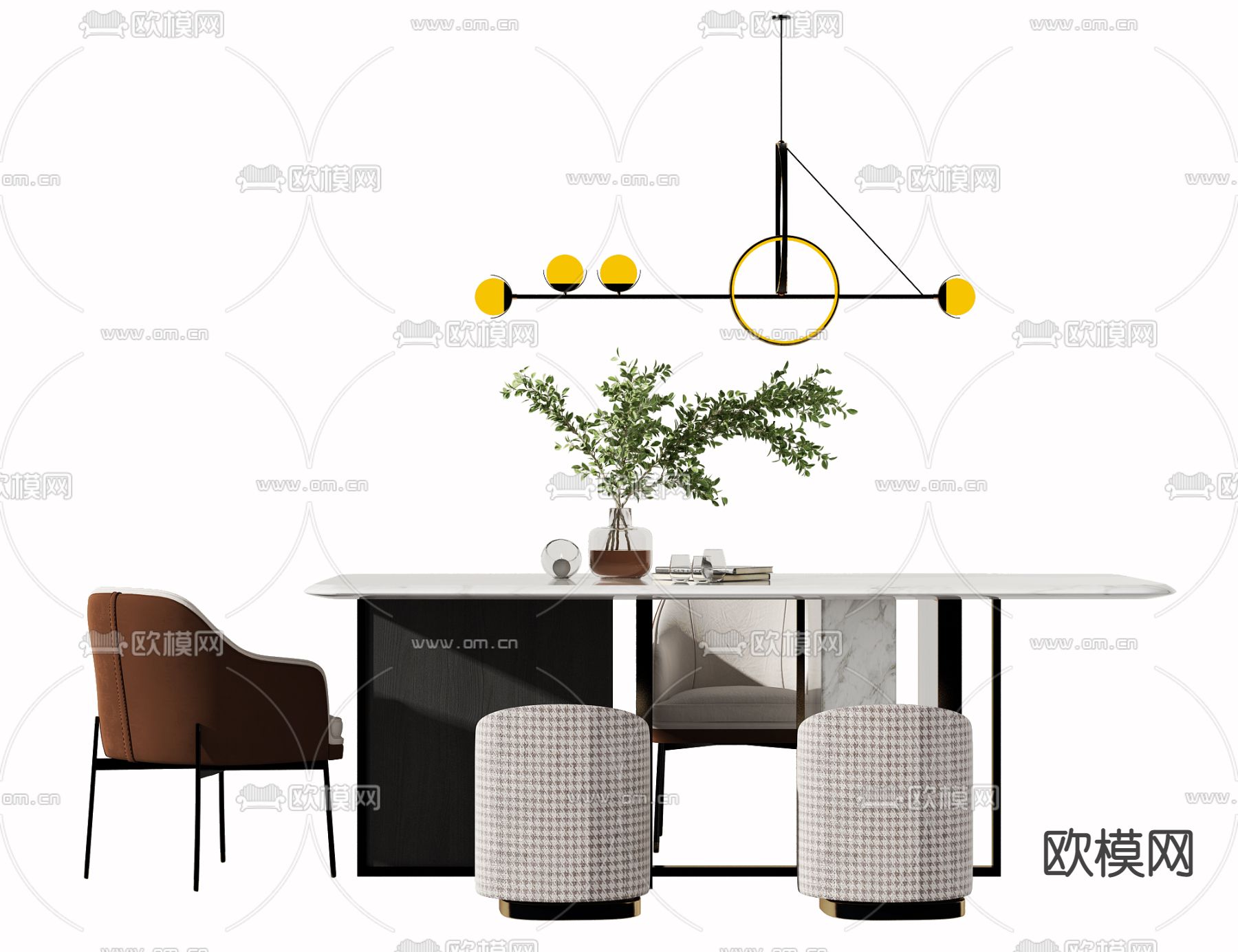现代餐桌椅3d模型下载