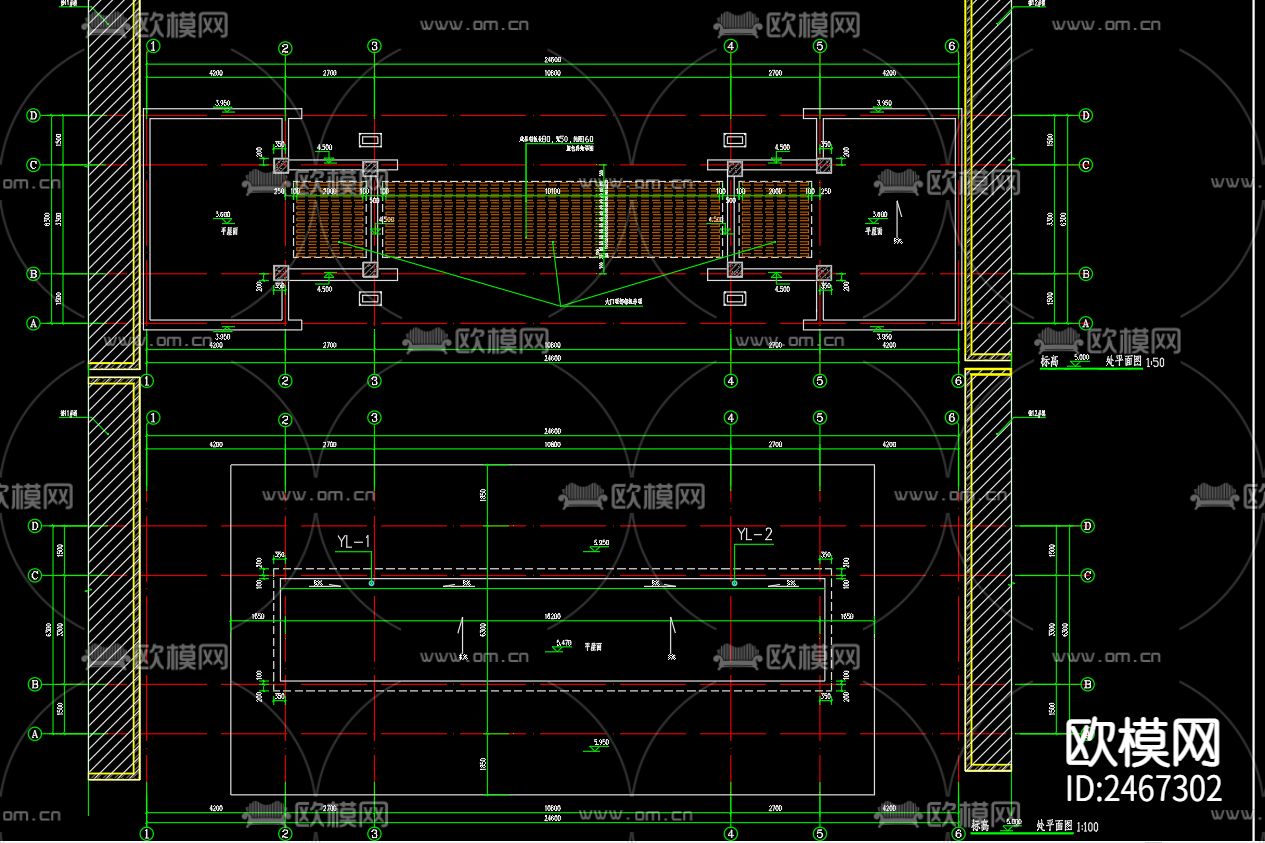 观景府南大门给排水CAD施工图下载（渲染图3）