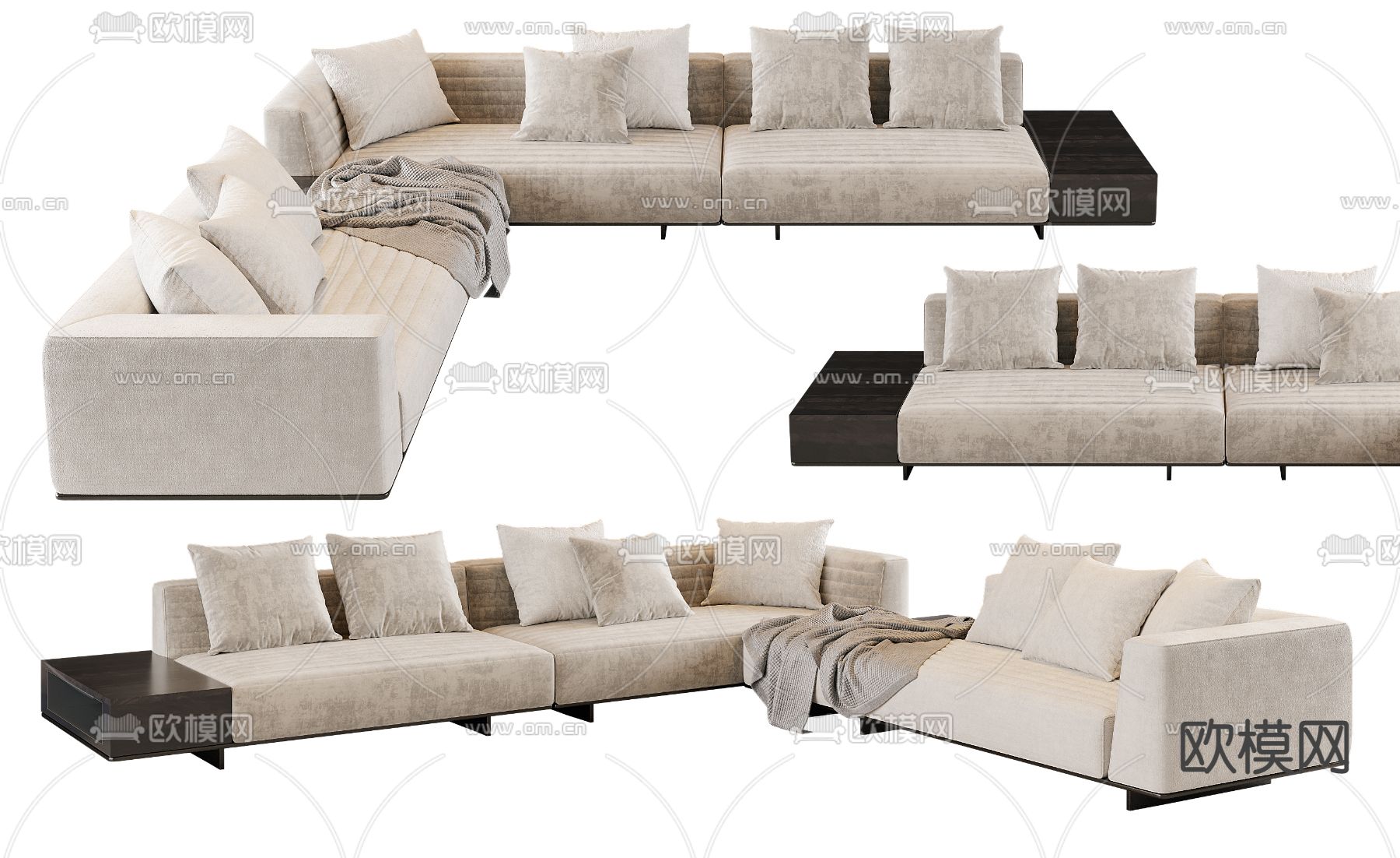 转角沙发 多人沙发su模型下载（渲染图1）