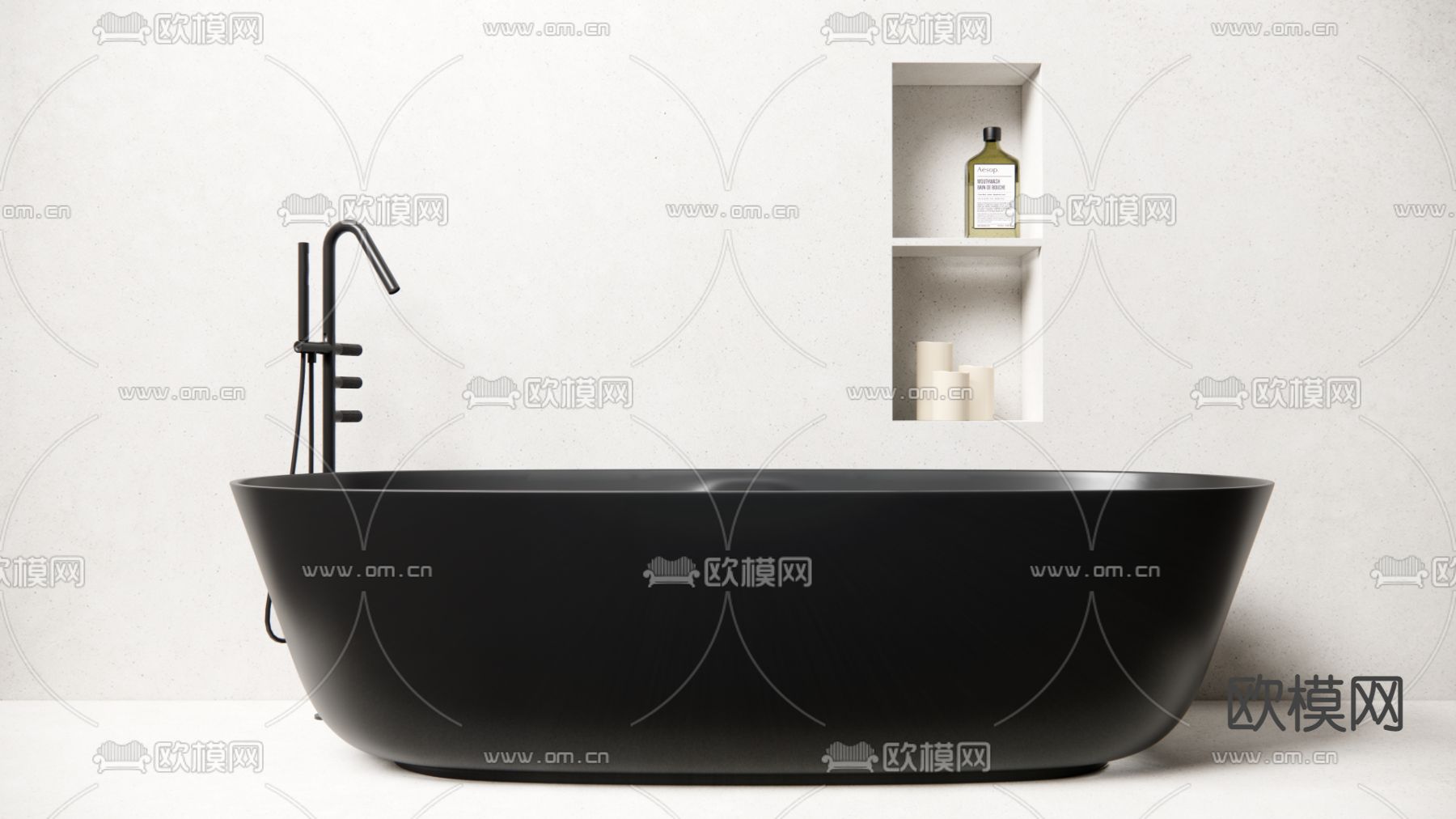 黑色浴缸su模型下载（渲染图1）