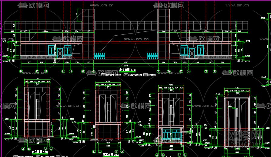梅花小学南大门单体给排水CAD施工图下载（渲染图2）