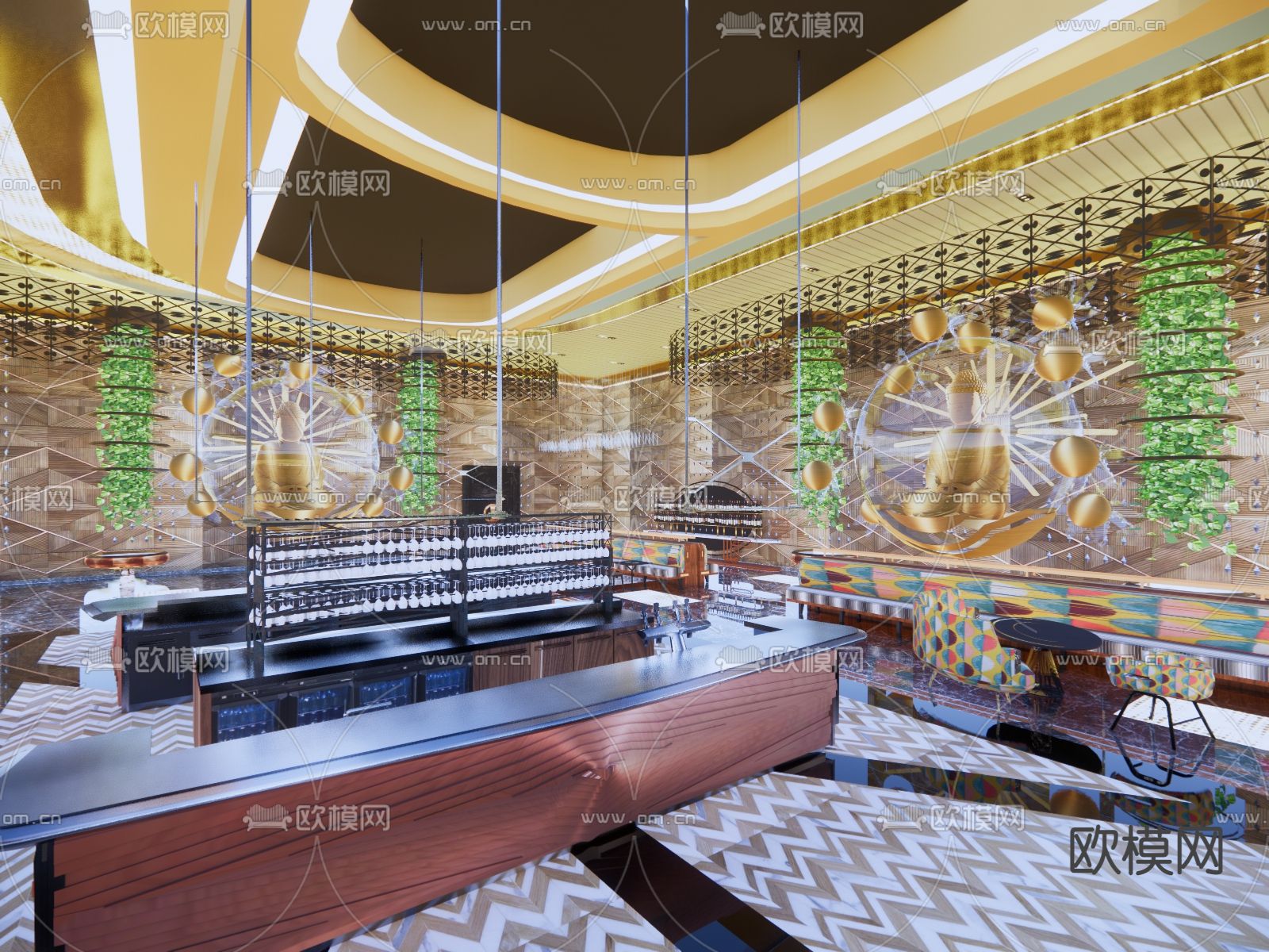 东南亚快餐厅su模型下载（渲染图2）